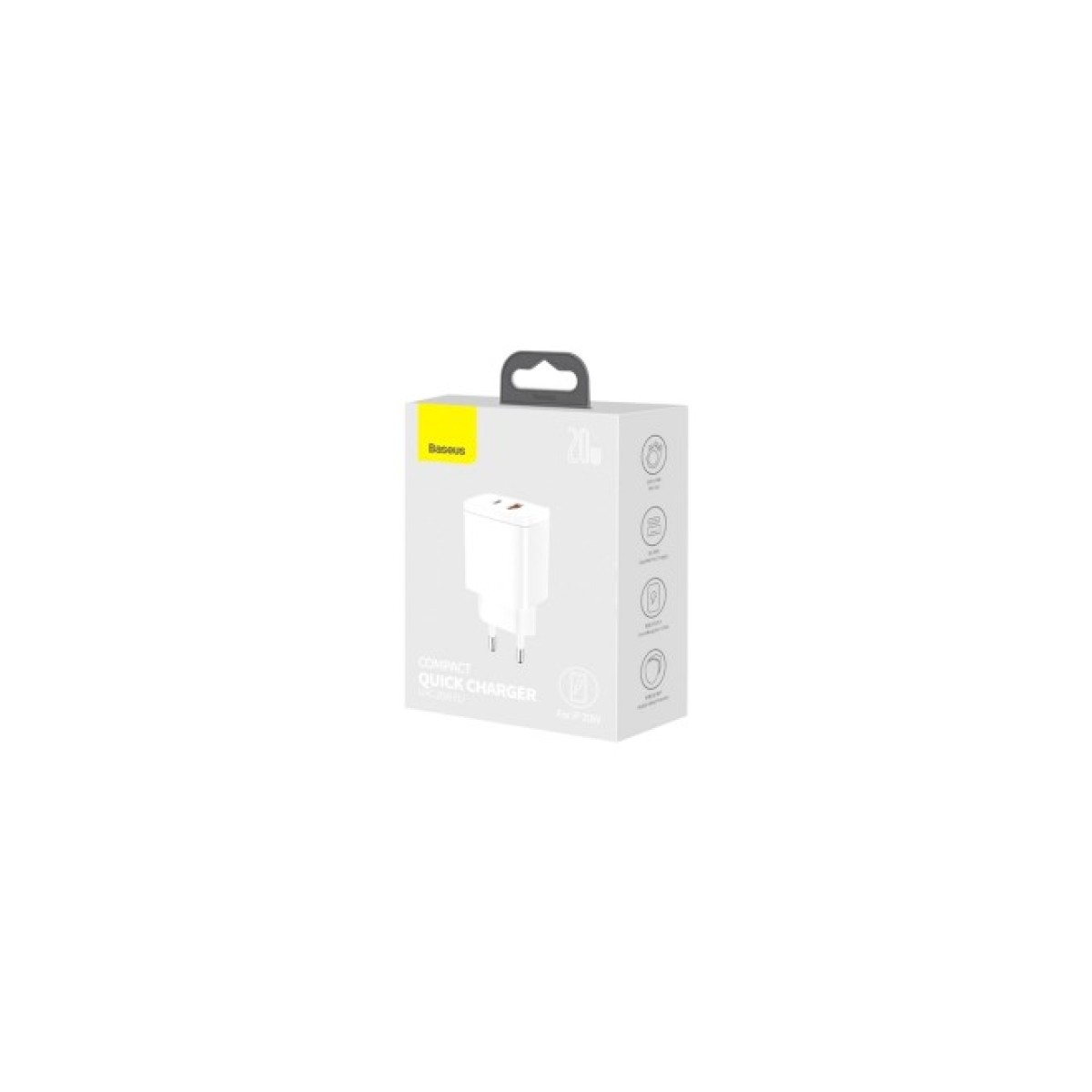 Зарядний пристрій Baseus Compact Quick Charger U+C 20W EU White (CCXJ-B02) 98_98.jpg - фото 2