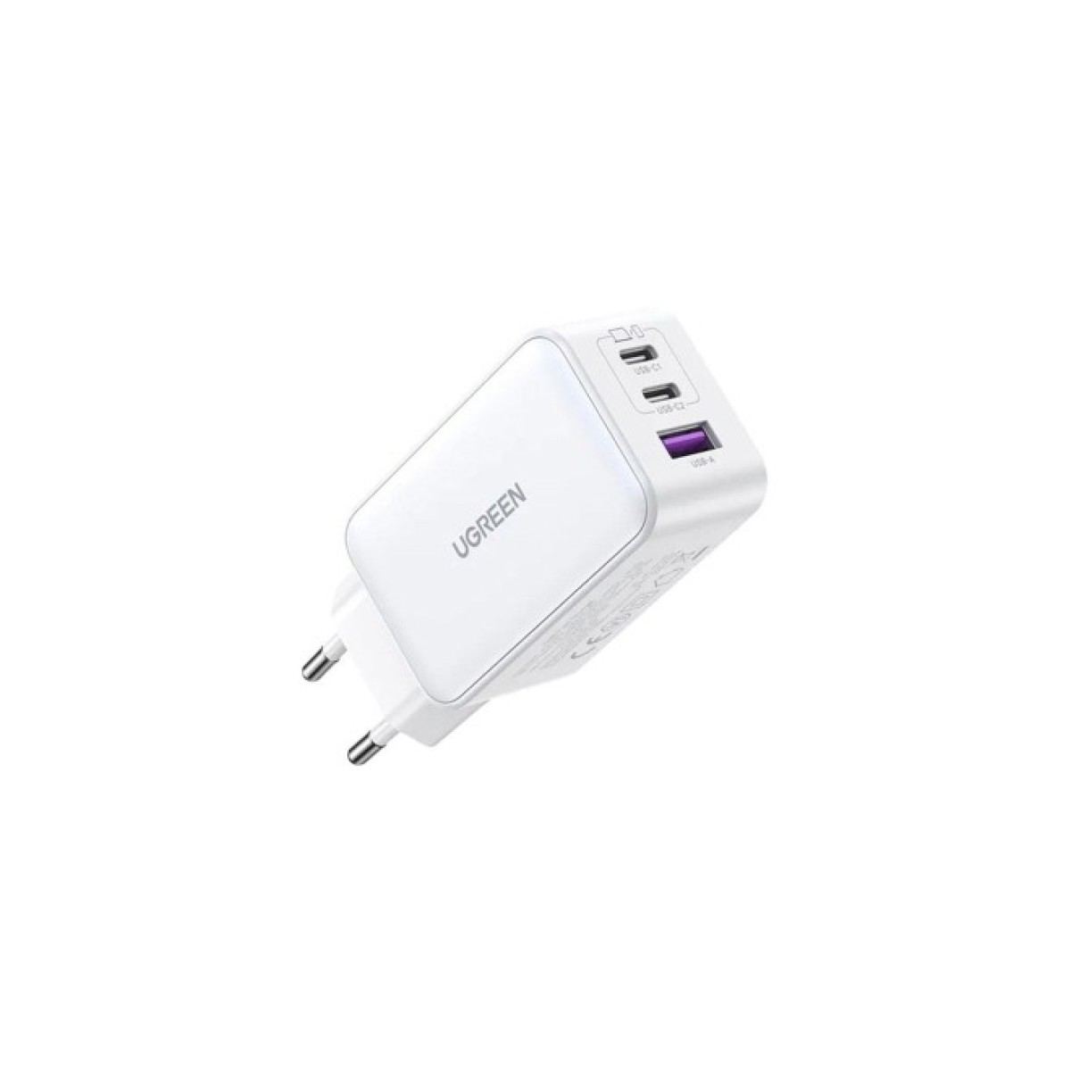 Зарядний пристрій Ugreen USB-A+2*USB-C 65W GaN Tech Fast White (CD224/15334) 256_256.jpg