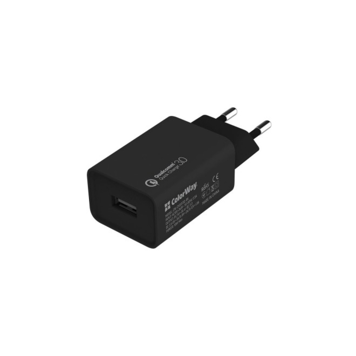 Зарядний пристрій ColorWay 1USB Quick Charge 3.0 (18W) black + cable Type C (CW-CHS013QCC-BK) 256_256.jpg