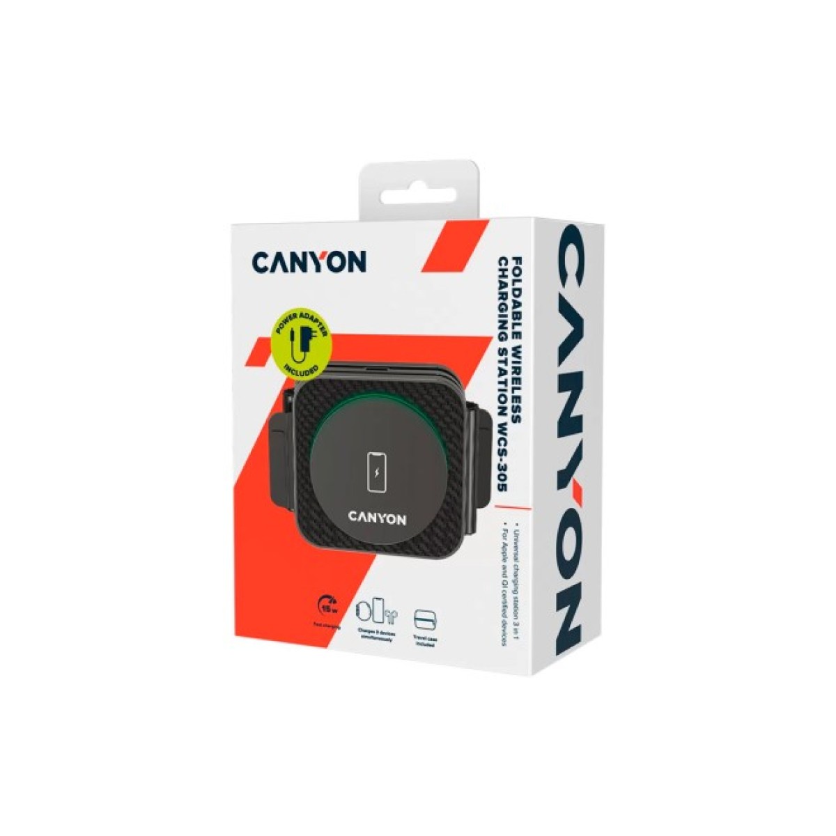 Зарядний пристрій Canyon WS-305 Foldable 3in1 Wireless charger (CNS-WCS305B) 98_98.jpg - фото 2