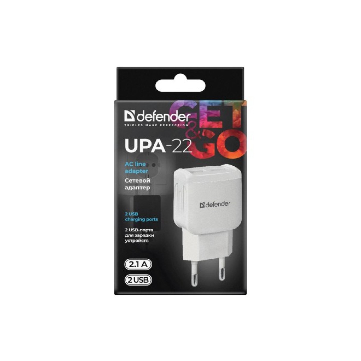 Зарядное устройство Defender UPA-22 white, 2xUSB, 2.1A (83580) 98_98.jpg - фото 2