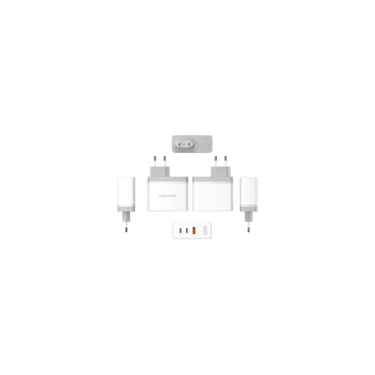 Зарядний пристрій Vention 3xUSB 100W GaN (2хUSB-C+USB-A) white (FEGW0-EU) 98_98.jpg - фото 2