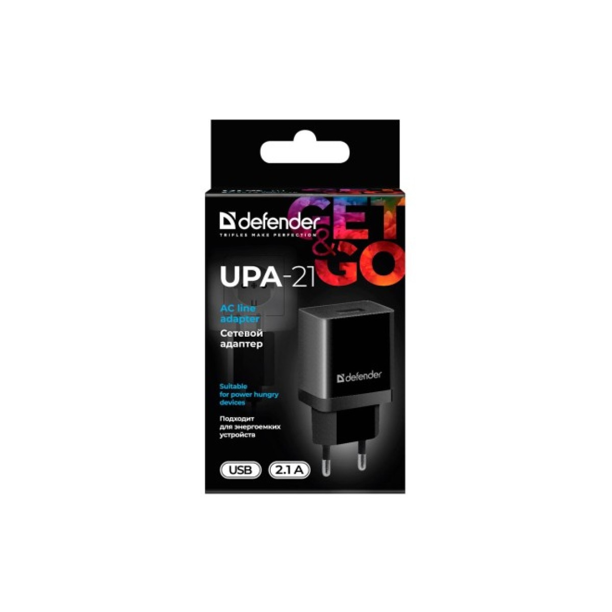 Зарядний пристрій Defender UPA-21 black, 1xUSB, 5V / 2.1A (83577) 98_98.jpg - фото 3