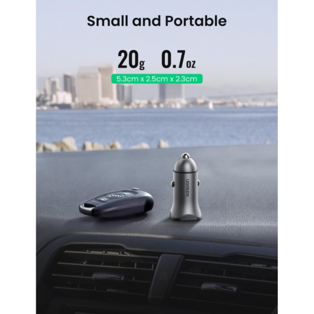 Зарядний пристрій Ugreen CD130 20W USB + Type-C PD Car Charger (Gray) (30780) 98_98.jpg - фото 3