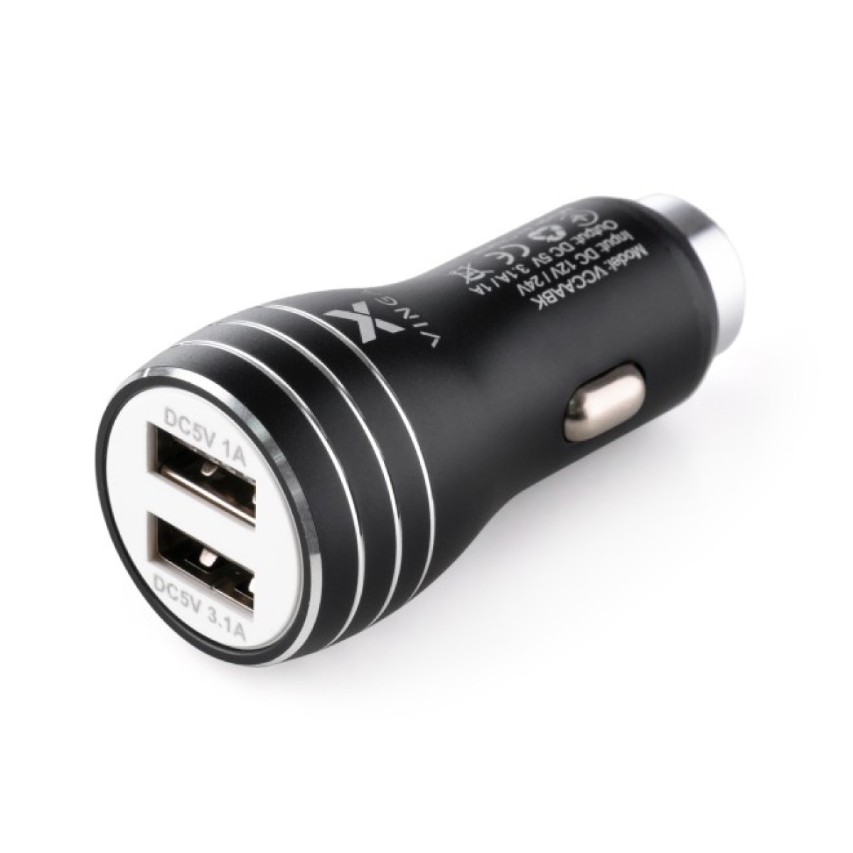 Зарядное устройство Vinga Dual USB Car Charger aluminium 15.5W Max (VCCAABK) 256_256.jpg