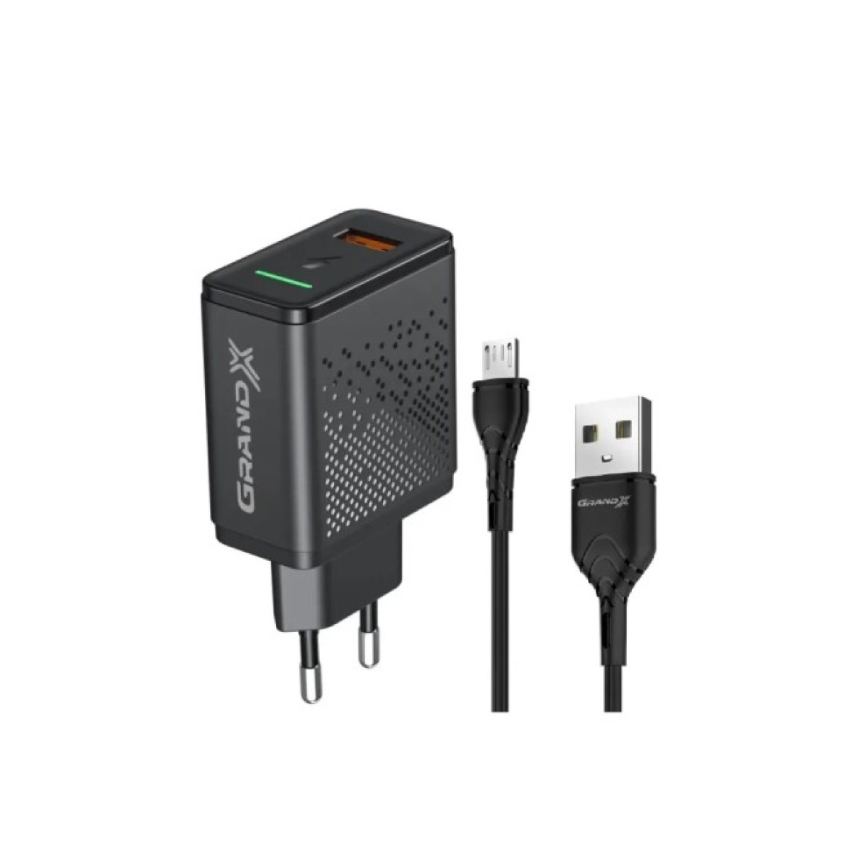 Зарядний пристрій Grand-X Fast Charge 3-в-1 QC3.0, FCP, AFC, 18W + cable microUSB (CH-650M) 256_256.jpg