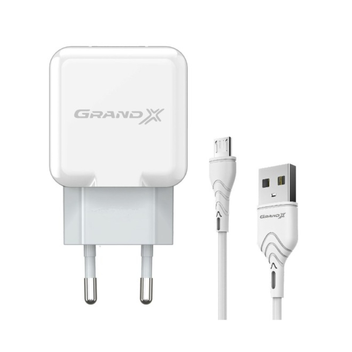 Зарядний пристрій Grand-X USB 5V 2,1A White + cable USB -> micro USB, Cu (CH-03UMW) 256_256.jpg