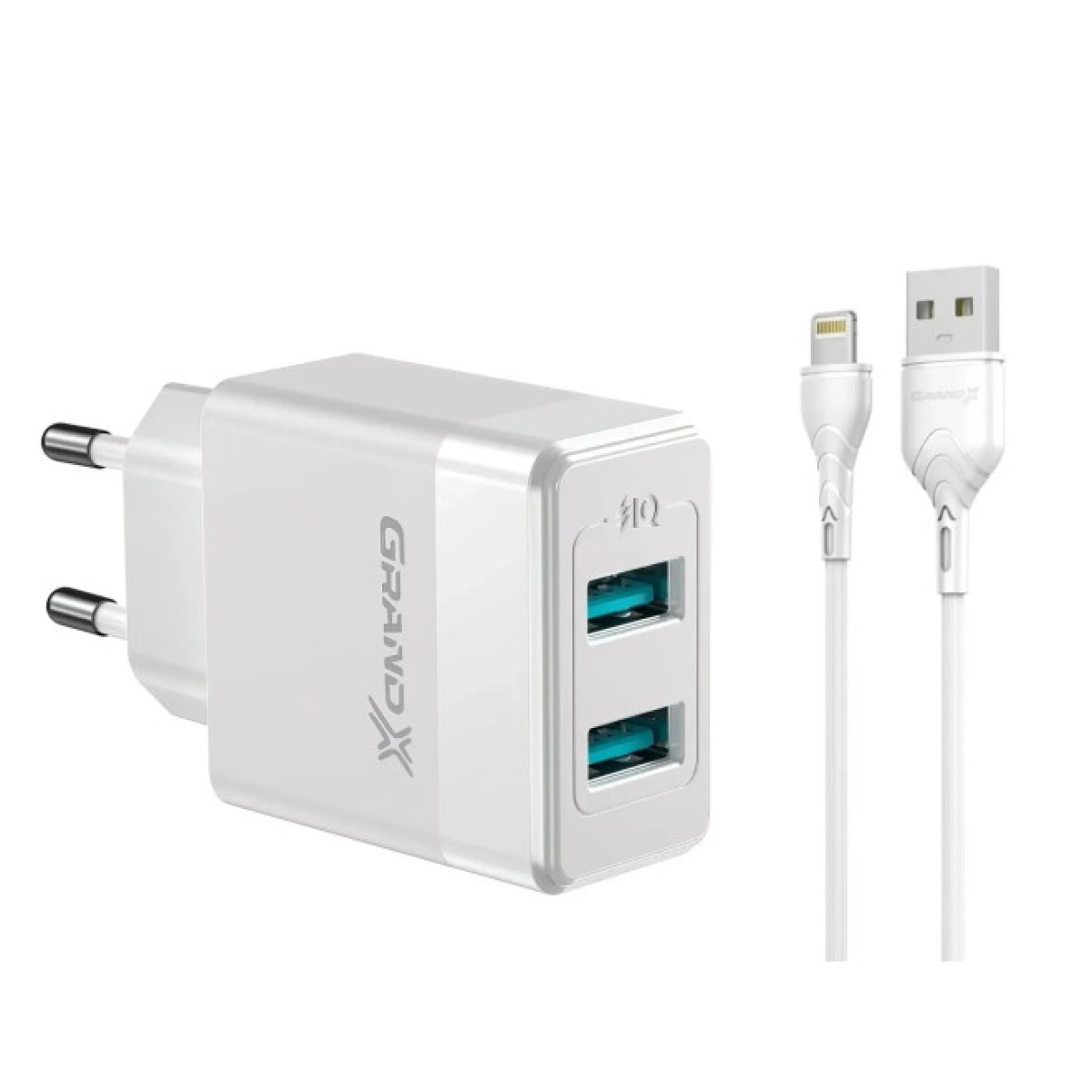 Зарядний пристрій Grand-X CH-50WL 2USB 5V 2,4A White + cable USB-Lightning (CH-50WL) 256_256.jpg