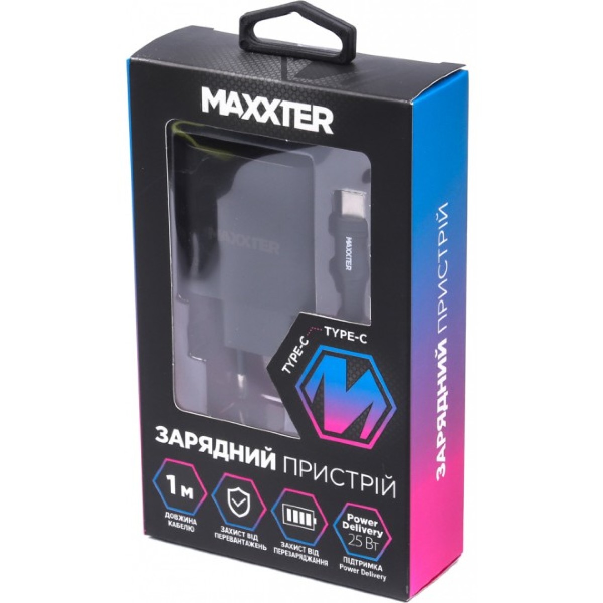 Зарядний пристрій Maxxter 1 USB Type-C + cable Type-C to Type-C (WC-PD25W-CtC-01) 98_98.jpg - фото 3
