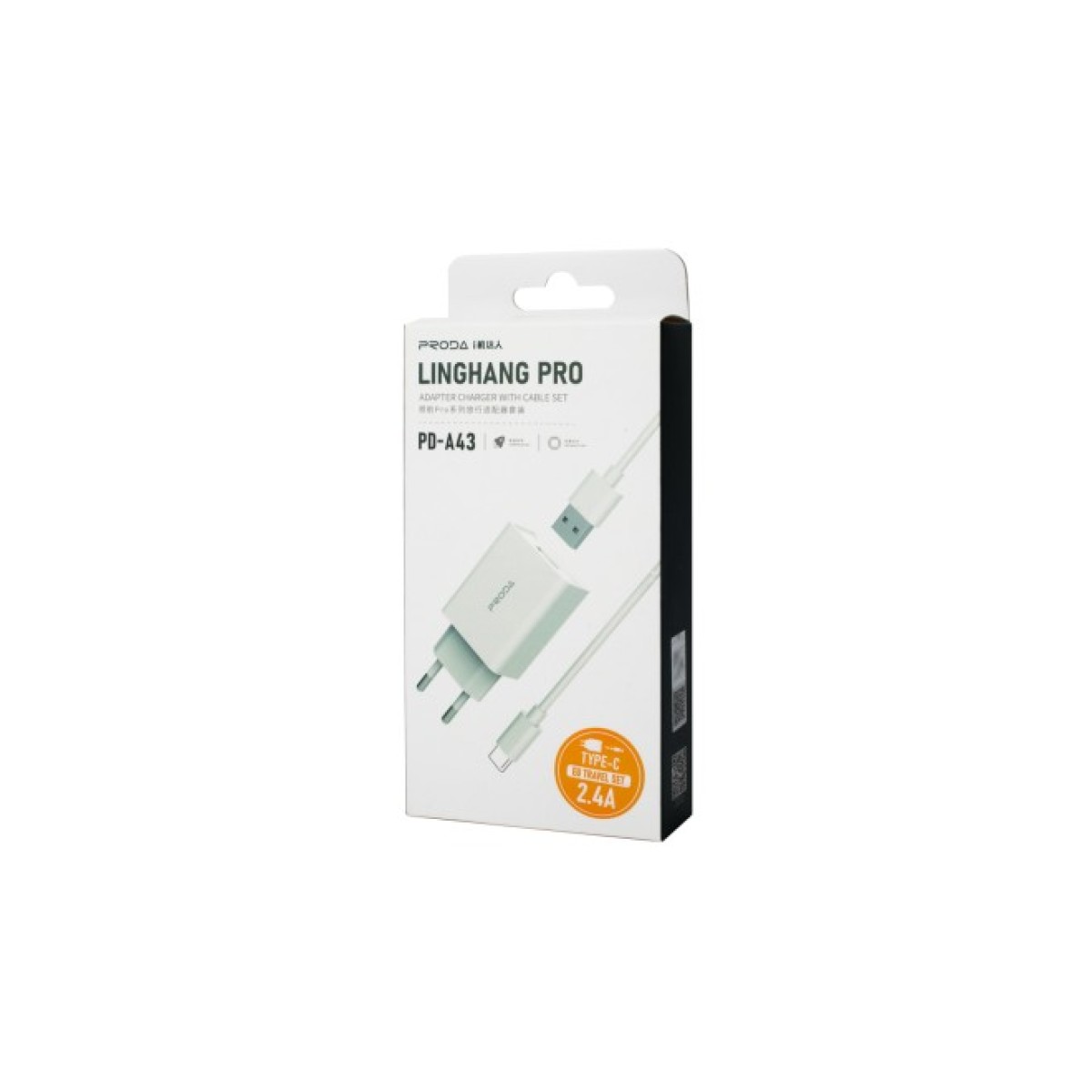 Зарядний пристрій Proda USB 2,4A + USB Type-C cable (PD-A43a-WHT) 98_98.jpg - фото 5