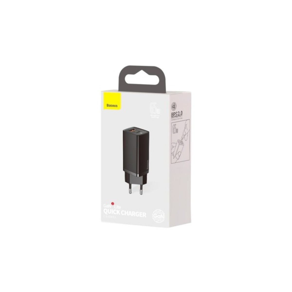 Зарядний пристрій Baseus 2xUSB 65W GaN (USB-C+USB-A) black (CCGAN2L-B01) 98_98.jpg - фото 6
