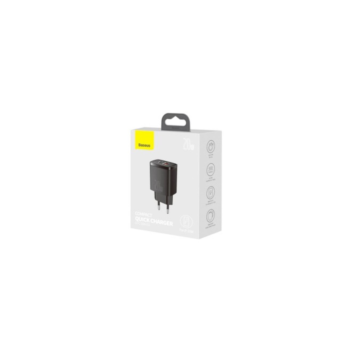 Зарядний пристрій Baseus Compact Quick Charger U+C 20W EU Black (CCXJ-B01) 98_98.jpg - фото 3