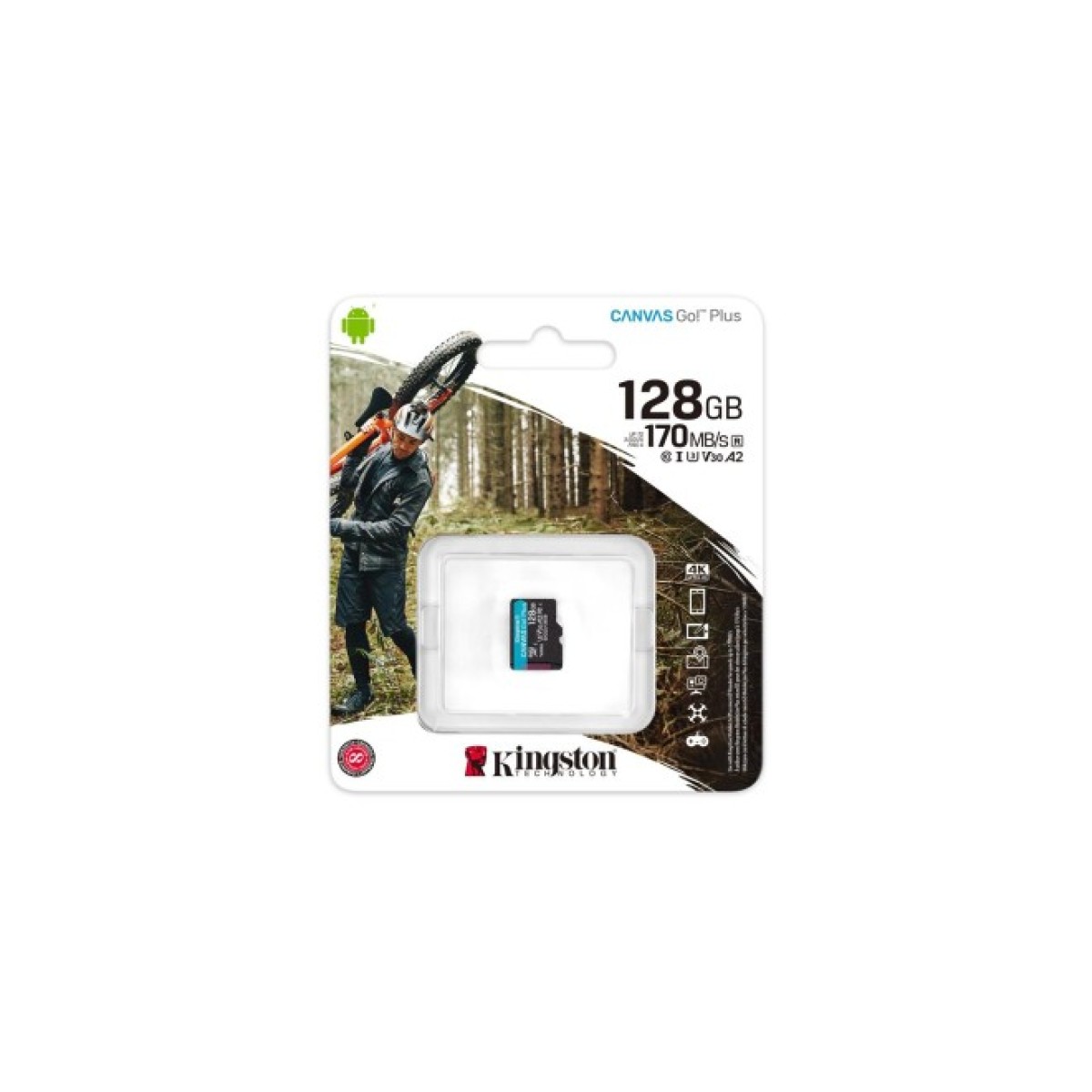 Карта пам'яті Kingston 128GB microSD class 10 UHS-I U3 A2 Canvas Go Plus (SDCG3/128GBSP) 98_98.jpg - фото 3