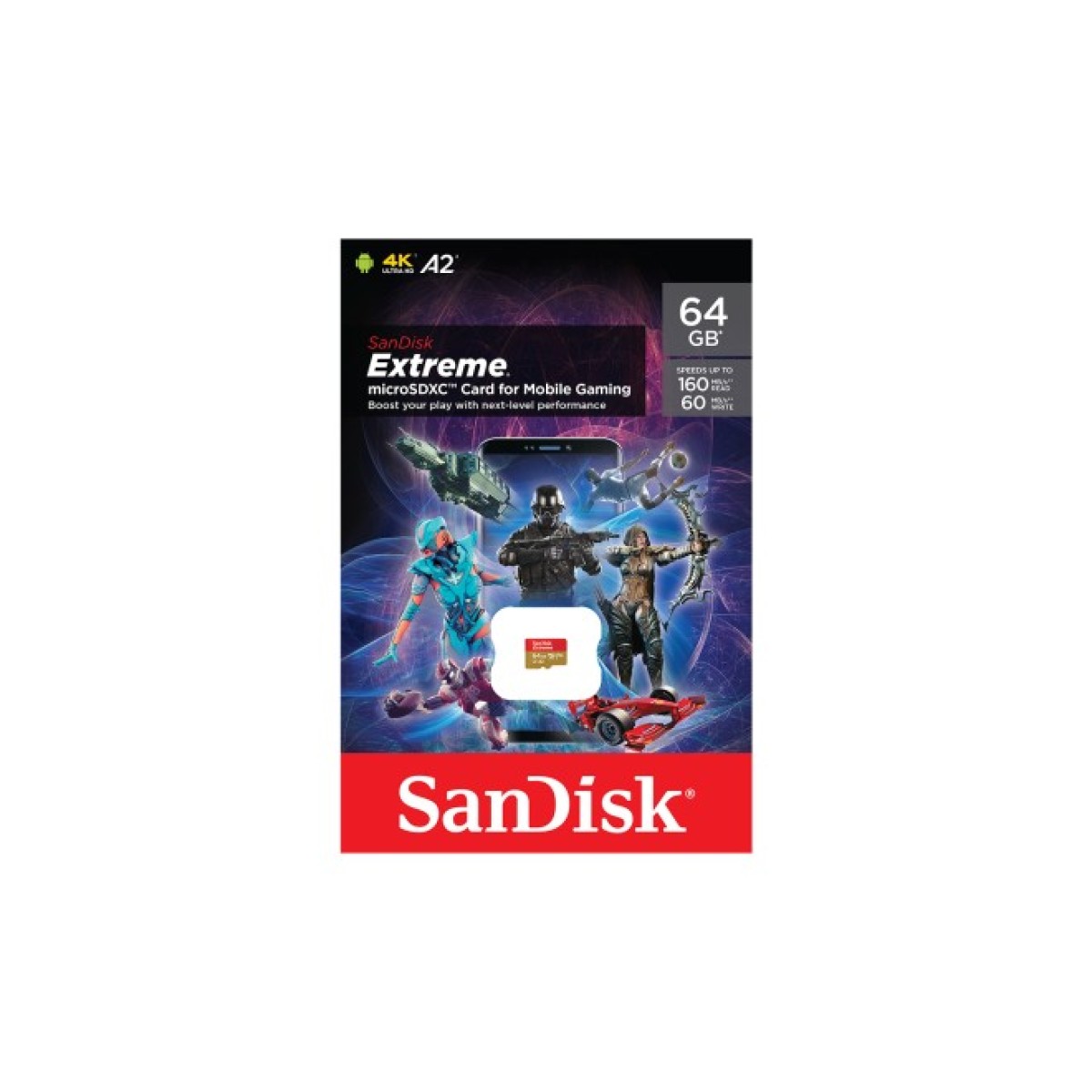 Карта пам'яті SanDisk 64GB microSDXC UHS-I U3 V30 A2 Extreme (SDSQXAH-064G-GN6GN) 98_98.jpg - фото 2