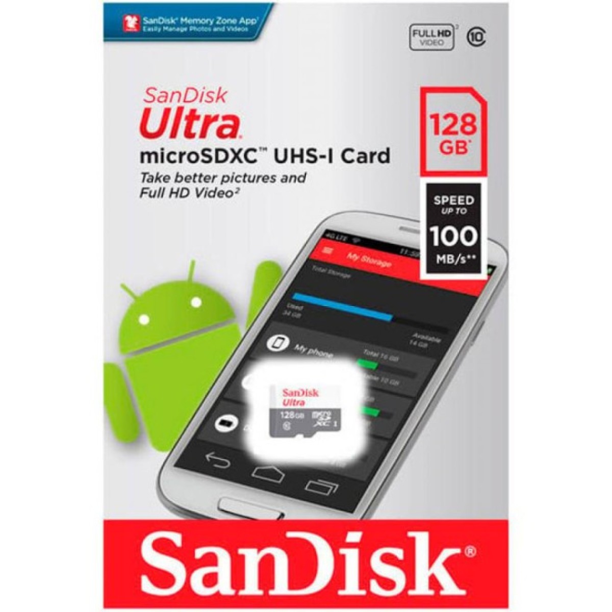 Карта пам'яті SanDisk 128GB microSD class 10 Ultra Light (SDSQUNR-128G-GN6MN) 98_98.jpg - фото 2