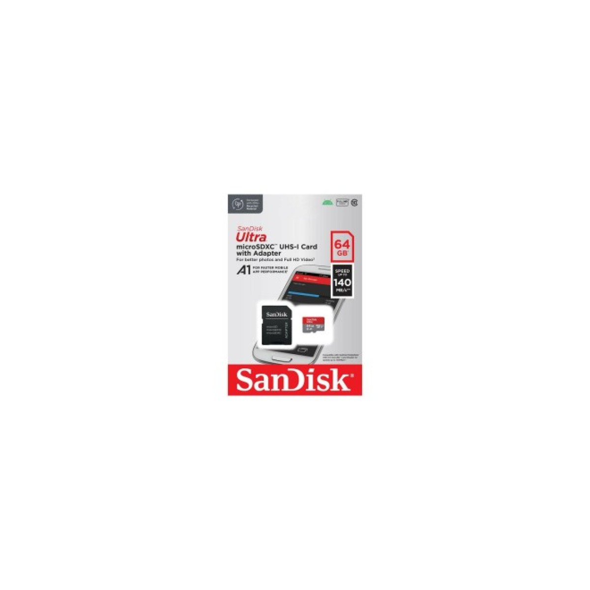 Карта пам'яті SanDisk 64GB microSD class 10 UHS-I Ultra (SDSQUAB-064G-GN6MA) 98_98.jpg - фото 2