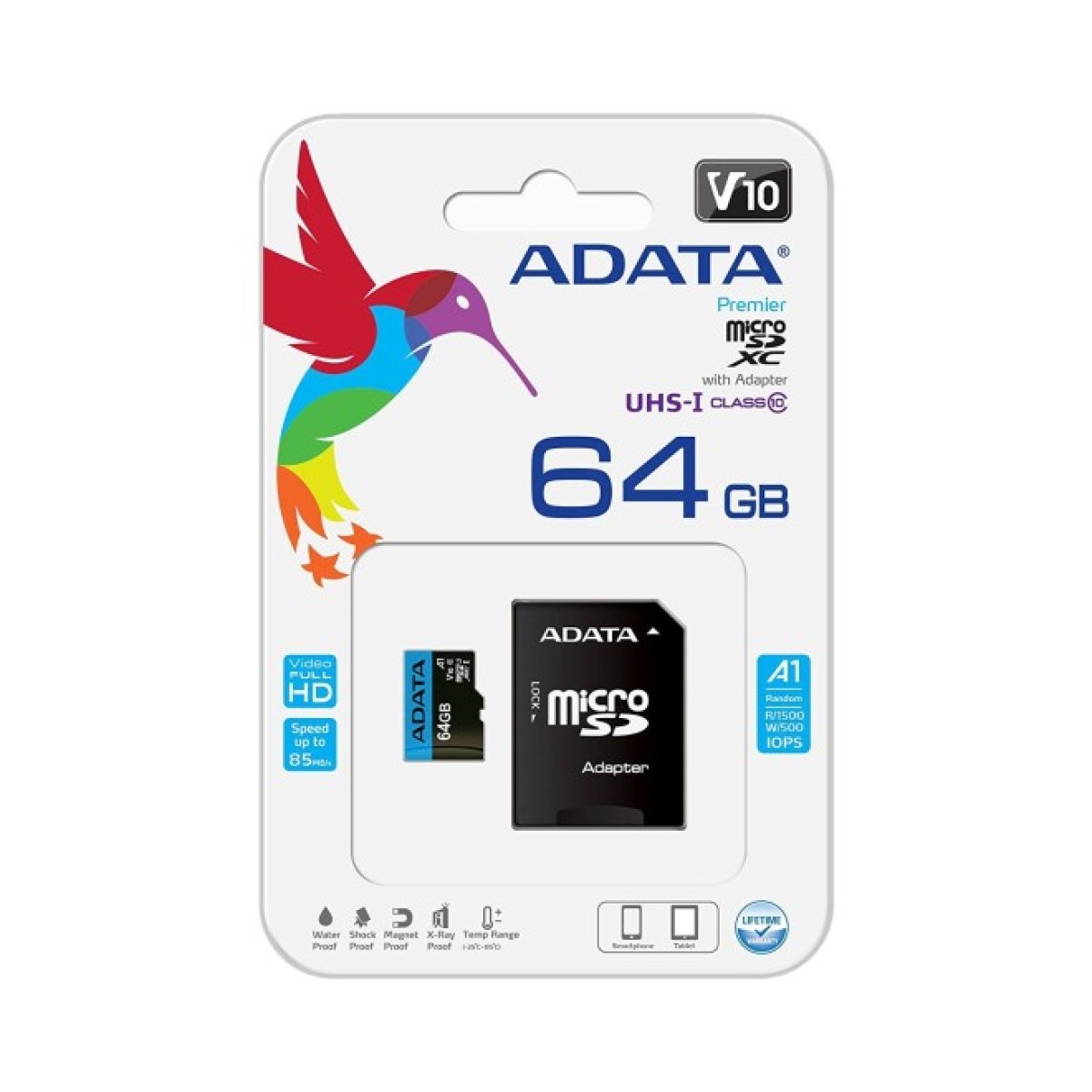 Карта пам'яті ADATA 64GB microSD class 10 UHS-I A1 Premier (AUSDX64GUICL10A1-RA1) 98_98.jpg - фото 2