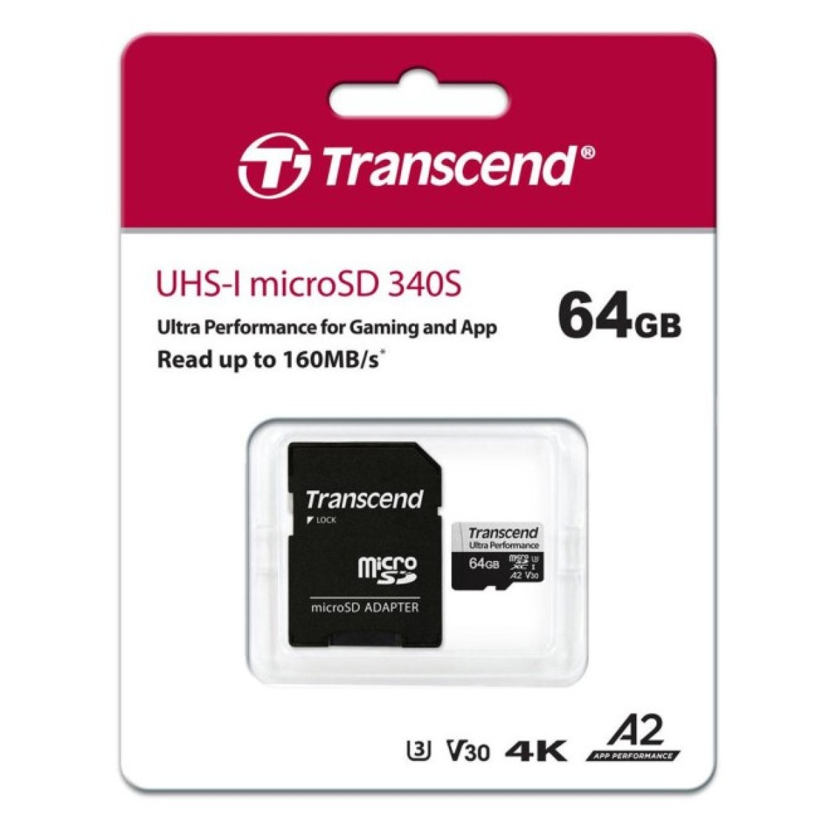 Карта пам'яті Transcend 64GB microSDXC class 10 UHS-I U3 A2 (TS64GUSD340S) 98_98.jpg - фото 2