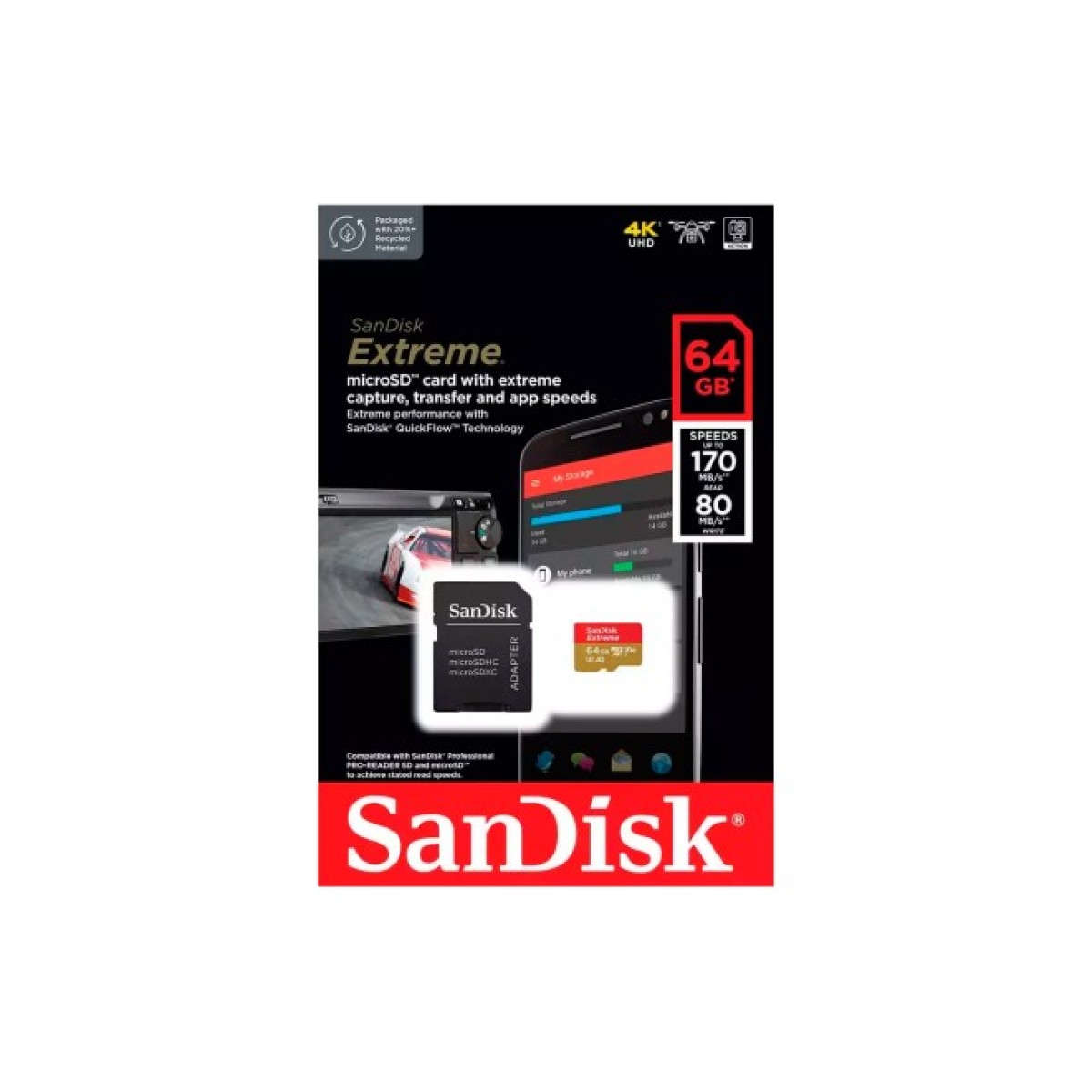 Карта пам'яті SanDisk 64GB microSD class 10 UHS-I Extreme For Action Cams and Dro (SDSQXAH-064G-GN6AA) 98_98.jpg - фото 4