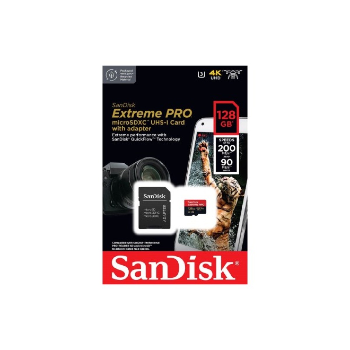 Карта памяти SanDisk 128 GB microSDXC UHS-I U3 Extreme Pro+SD Adapter (SDSQXCD-128G-GN6MA) 98_98.jpg - фото 3
