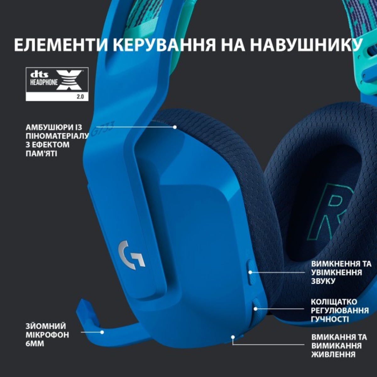 Наушники Logitech G733 Lightspeed Wireless RGB Gaming Headset Blue (981-000943) 98_98.jpg - фото 2