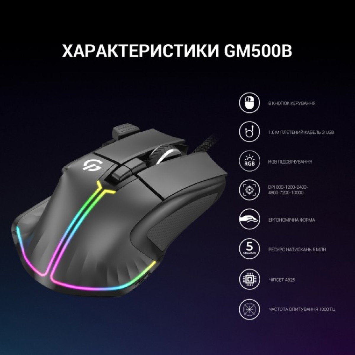 Мышка GamePro GM500B RGB USB Black (GM500B) 98_98.jpg - фото 3