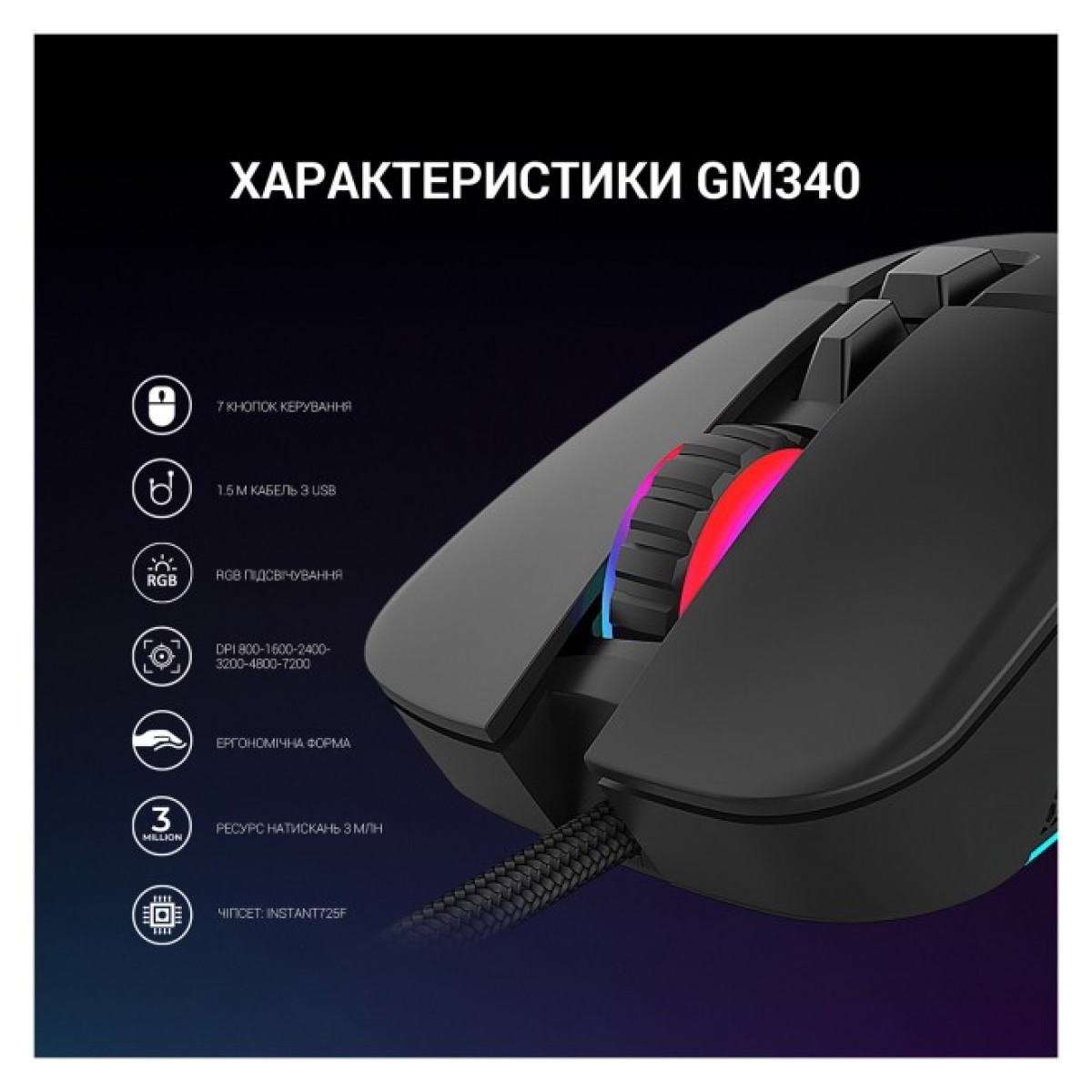 Мышка GamePro GM340 USB Black (GM340) 98_98.jpg - фото 3