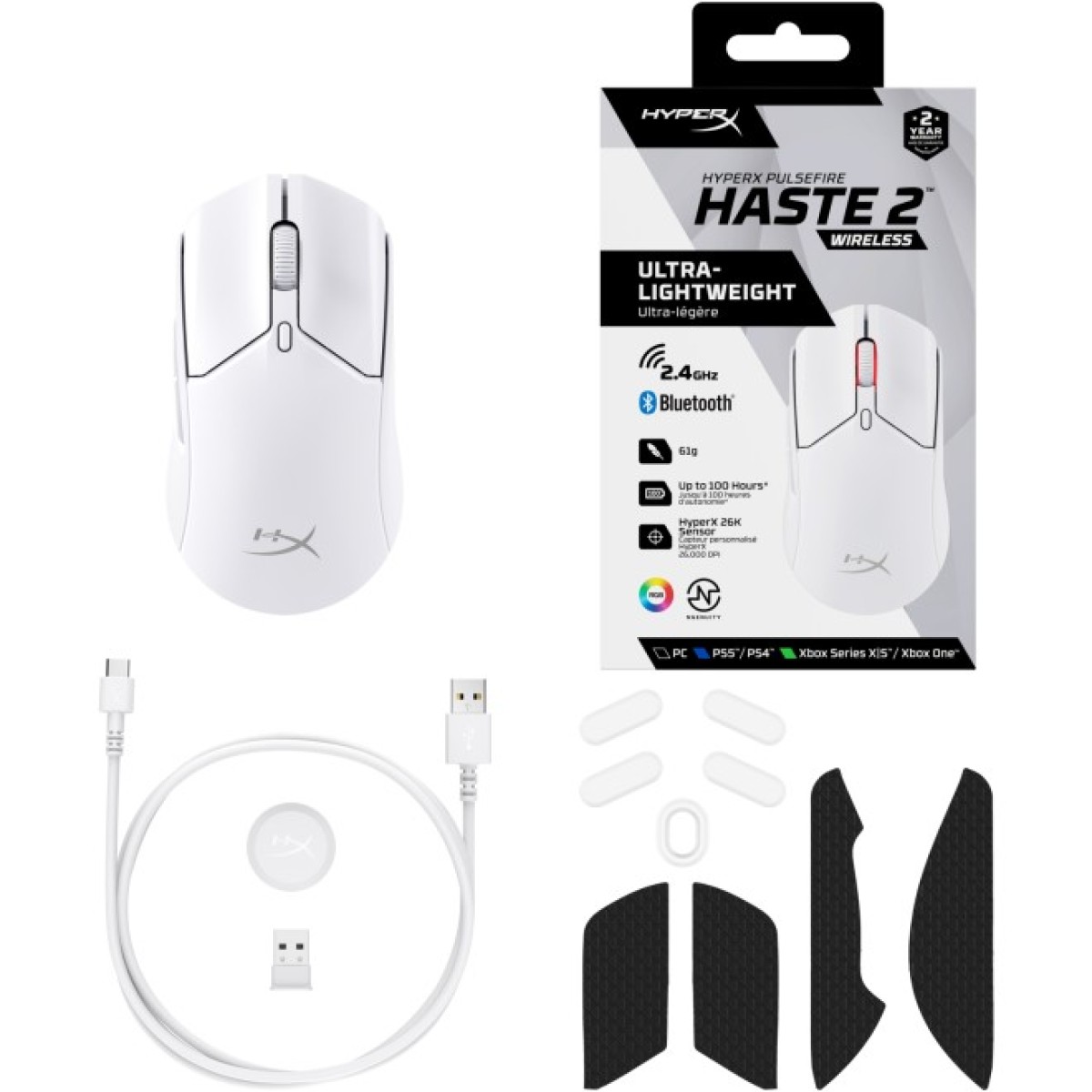 Мишка HyperX Pulsefire Haste 2 Wireless White (6N0A9AA) 98_98.jpg - фото 5