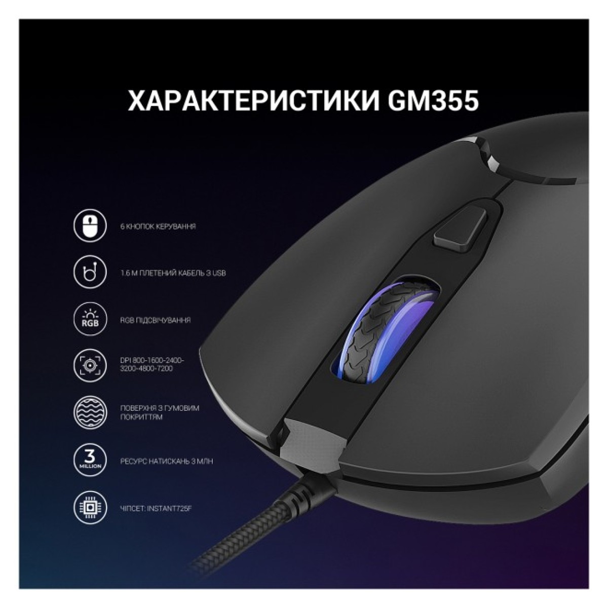 Мышка GamePro GM355 USB Black (GM355) 98_98.jpg - фото 8