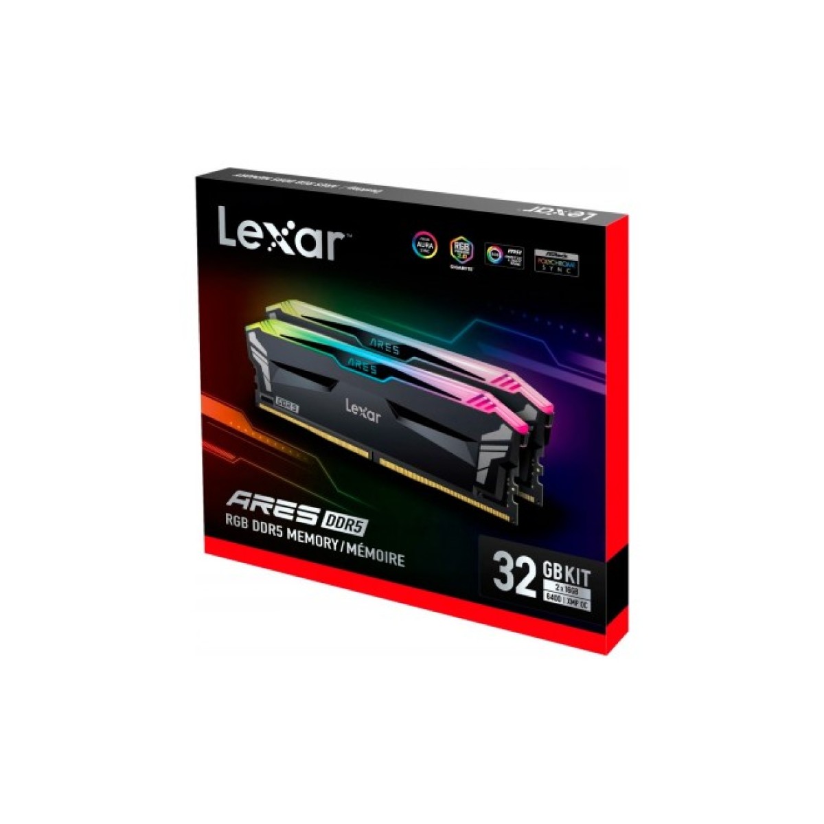 Модуль пам'яті для комп'ютера DDR5 32GB (2x16GB) 6400 MHz Ares RGB Black Lexar (LD5EU016G-R6400GDLA) 98_98.jpg - фото 2