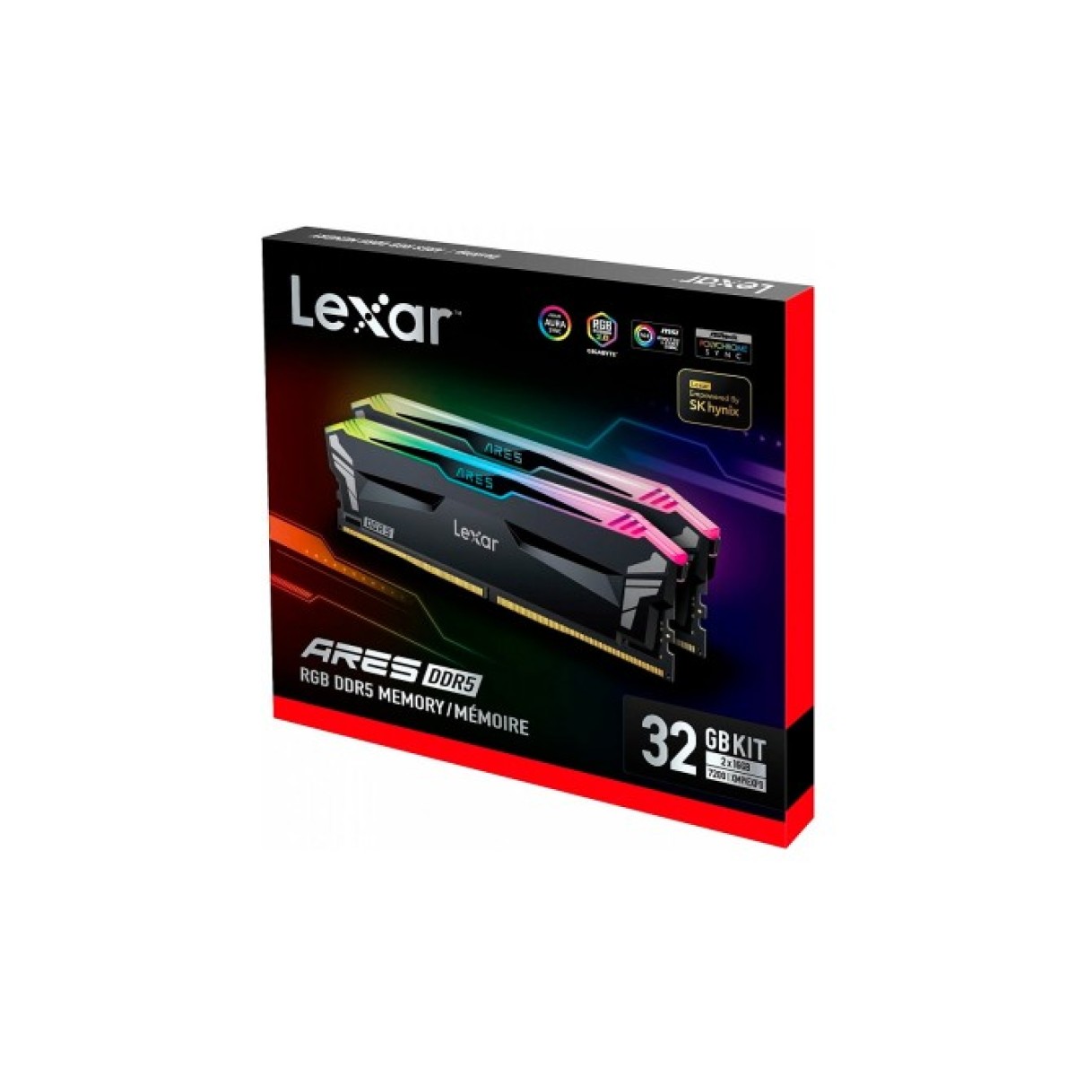 Модуль памяти для компьютера DDR5 32GB (2x16GB) 7200 MHz Ares RGB Black Lexar (LD5U16G72C34LA-RGD) 98_98.jpg - фото 2