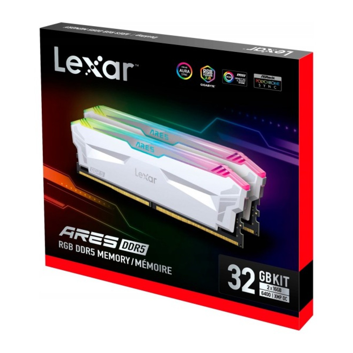 Модуль памяти для компьютера DDR5 32GB (2x(16GB) 6400 MHz Ares RGB White Lexar (LD5EU016G-R6400GDWA) 98_98.jpg - фото 3