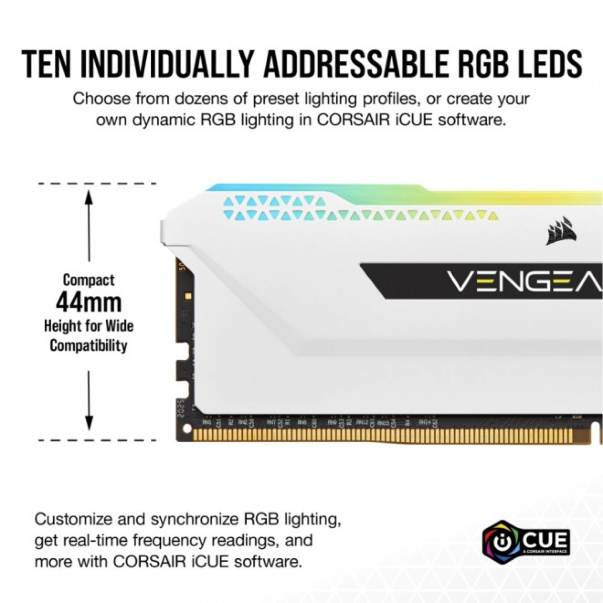 Модуль памяти для компьютера DDR4 16GB (2x8GGB) 3600 MHz Vengeance RGB Pro SL White Corsair (CMH16GX4M2D3600C18W) 98_98.jpg - фото 4