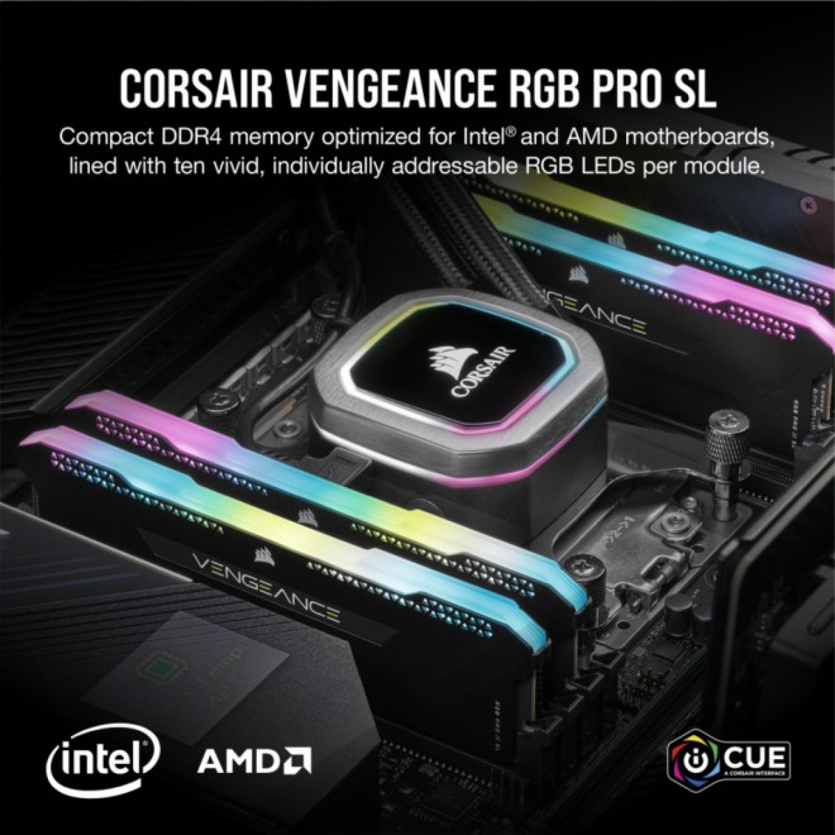 Модуль пам'яті для комп'ютера DDR4 32GB (2x16GB) 3200 MHz Vengeance RGB PRO SL Black Corsair (CMH32GX4M2Z3200C16) 98_98.jpg - фото 3