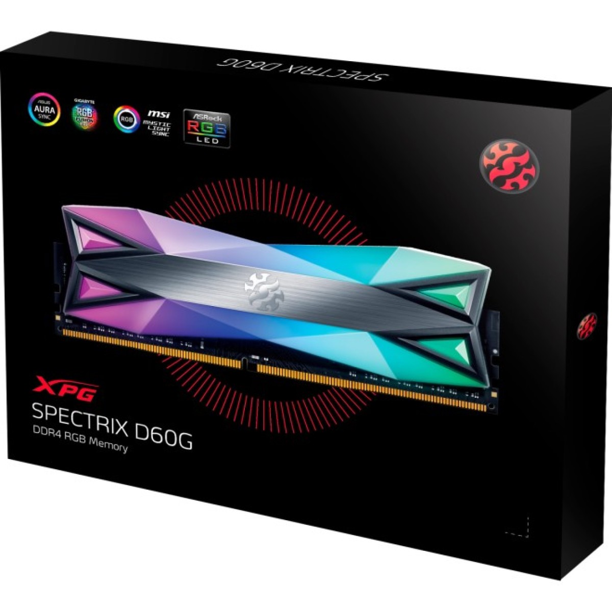 Модуль памяти для компьютера DDR4 16GB (2x8GB) 3600 MHz Spectrix D60G RGB Tungsten Gray ADATA (AX4U36008G18I-DT60) 98_98.jpg - фото 4