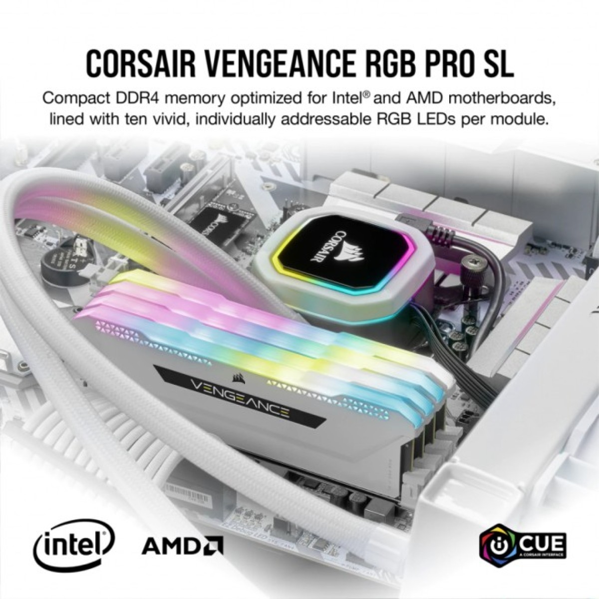 Модуль памяти для компьютера DDR4 16GB (2x8GGB) 3600 MHz Vengeance RGB Pro SL White Corsair (CMH16GX4M2D3600C18W) 98_98.jpg - фото 8