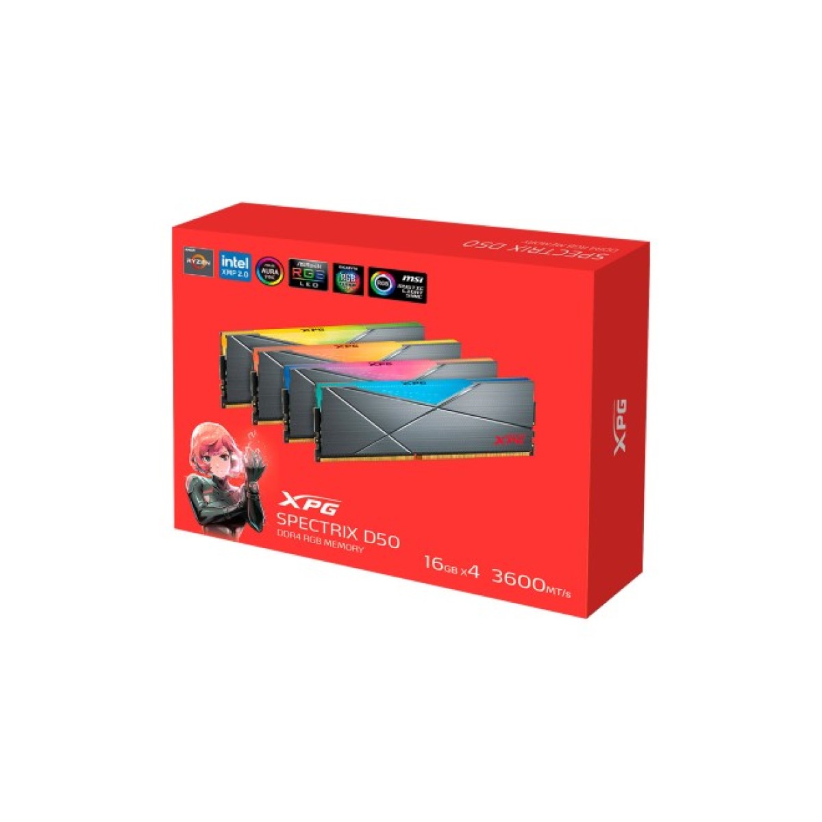 Модуль памяти для компьютера DDR4 64GB (4x16GB) 3600 MHz XPG Spectrix D50 RGB Tungsten ADATA (AX4U360016G18I-QCTG50) 98_98.jpg - фото 4