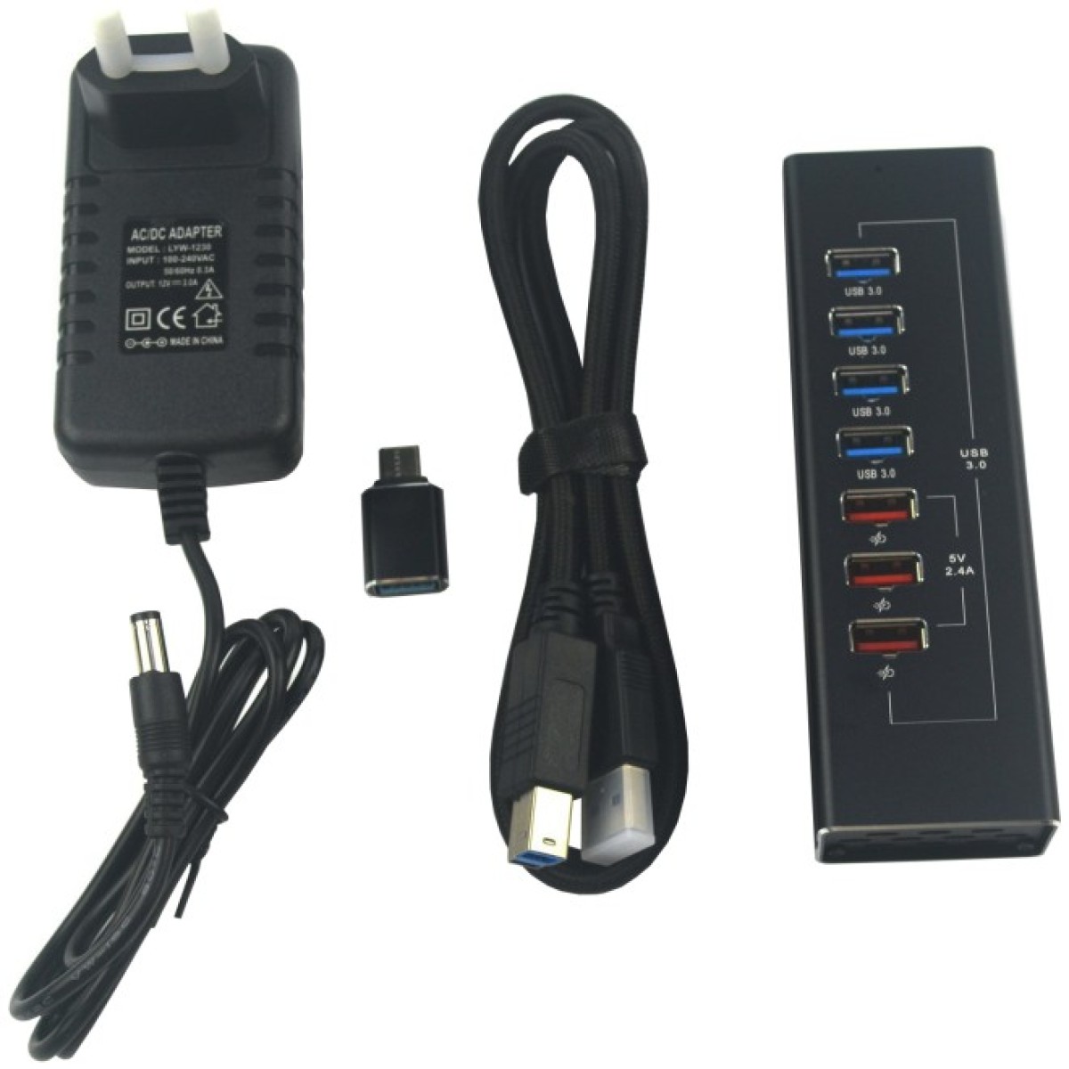 Концентратор Dynamode 4*USB3.0 data ports + 3*2.4А charge with Power Adaptor metal (DM-UH-P407) 98_98.jpg - фото 2