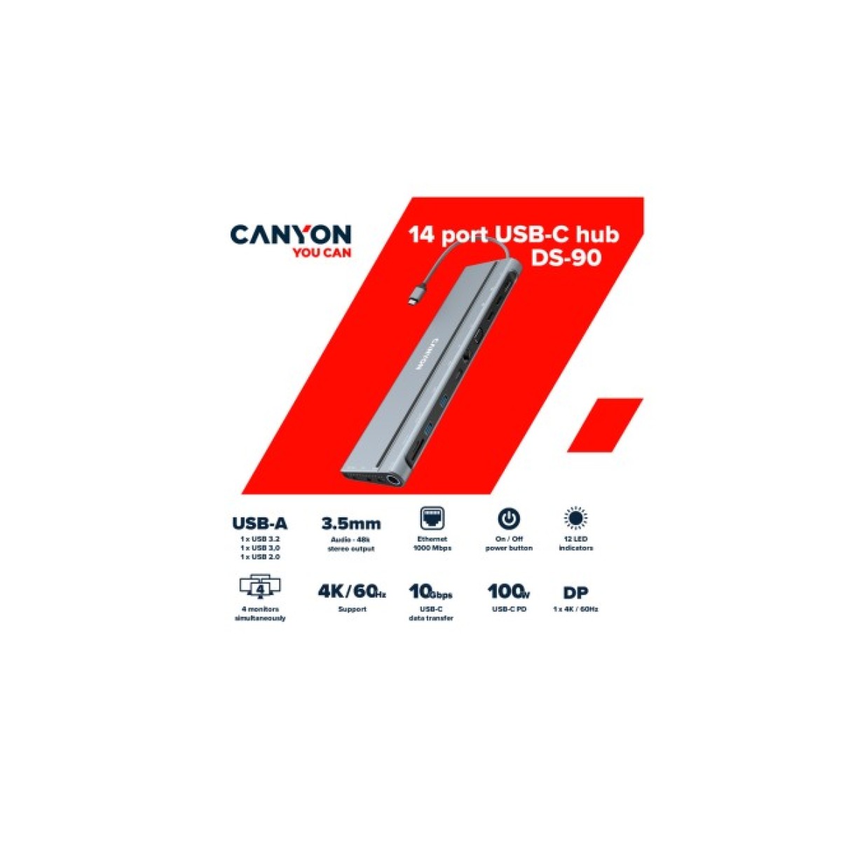 Концентратор Canyon USB-C 14 in 1 (CNS-HDS90) 98_98.jpg - фото 2