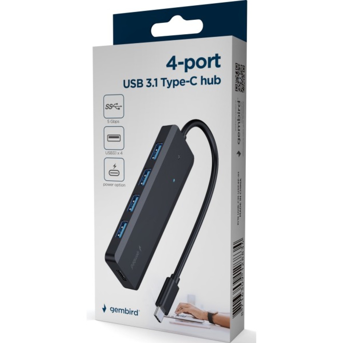 Концентратор Gembird 4 ports USB 3.1,USB-C, USB-C PD (UHB-CM-U3P4P-01) 98_98.jpg - фото 2