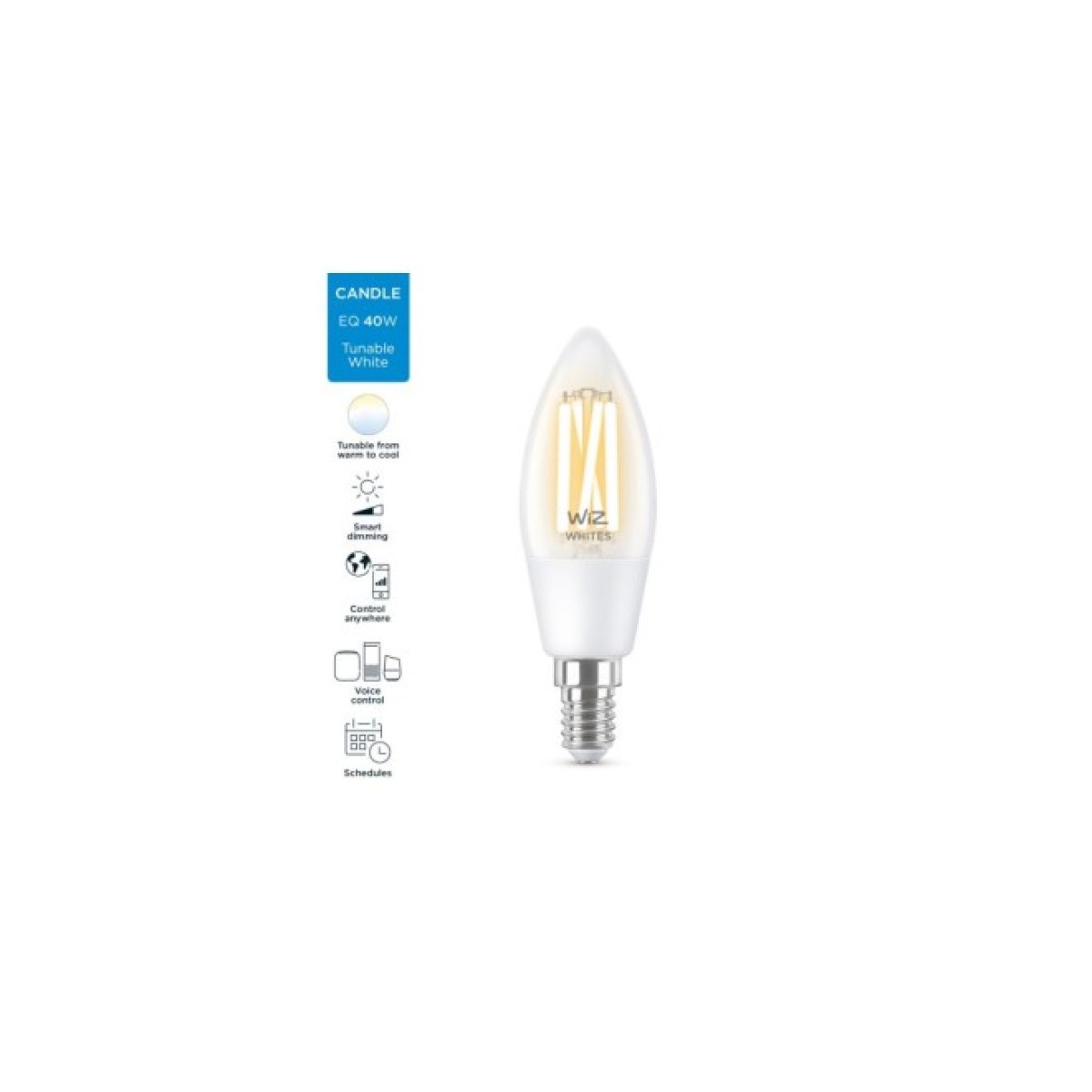 Розумна лампочка WiZ E14 4.9W(40W 470Lm) C35 2700-6500 філаментна Wi-Fi (929003017601) 98_98.jpg - фото 7