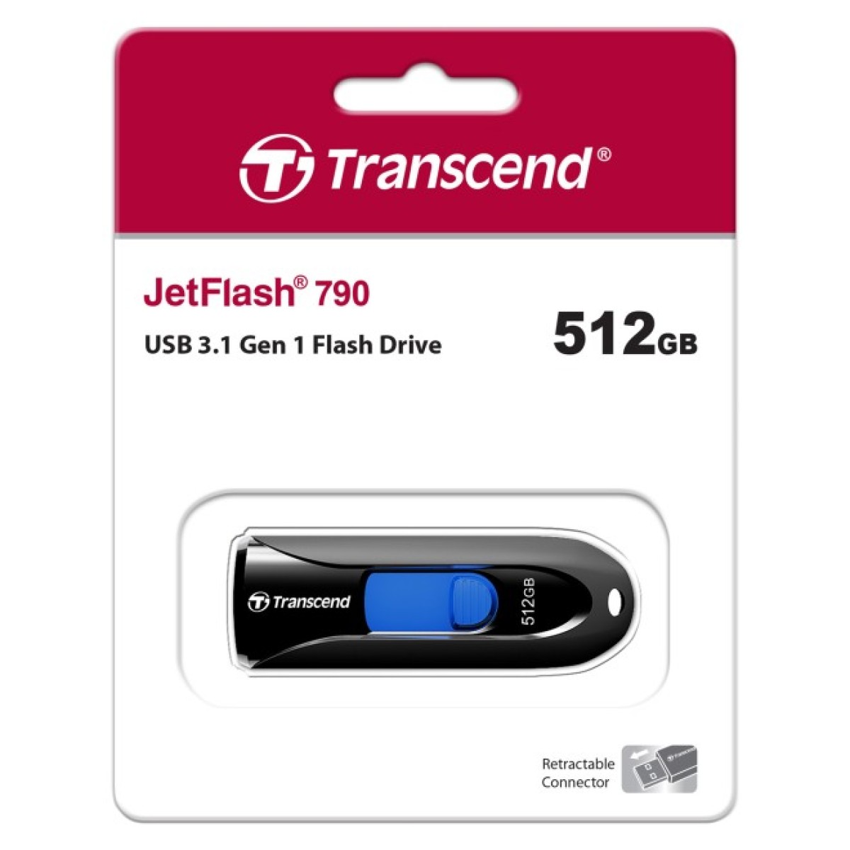 USB флеш накопитель Transcend 512GB JetFlash 790 Black USB 3.1 (TS512GJF790K) 98_98.jpg - фото 2