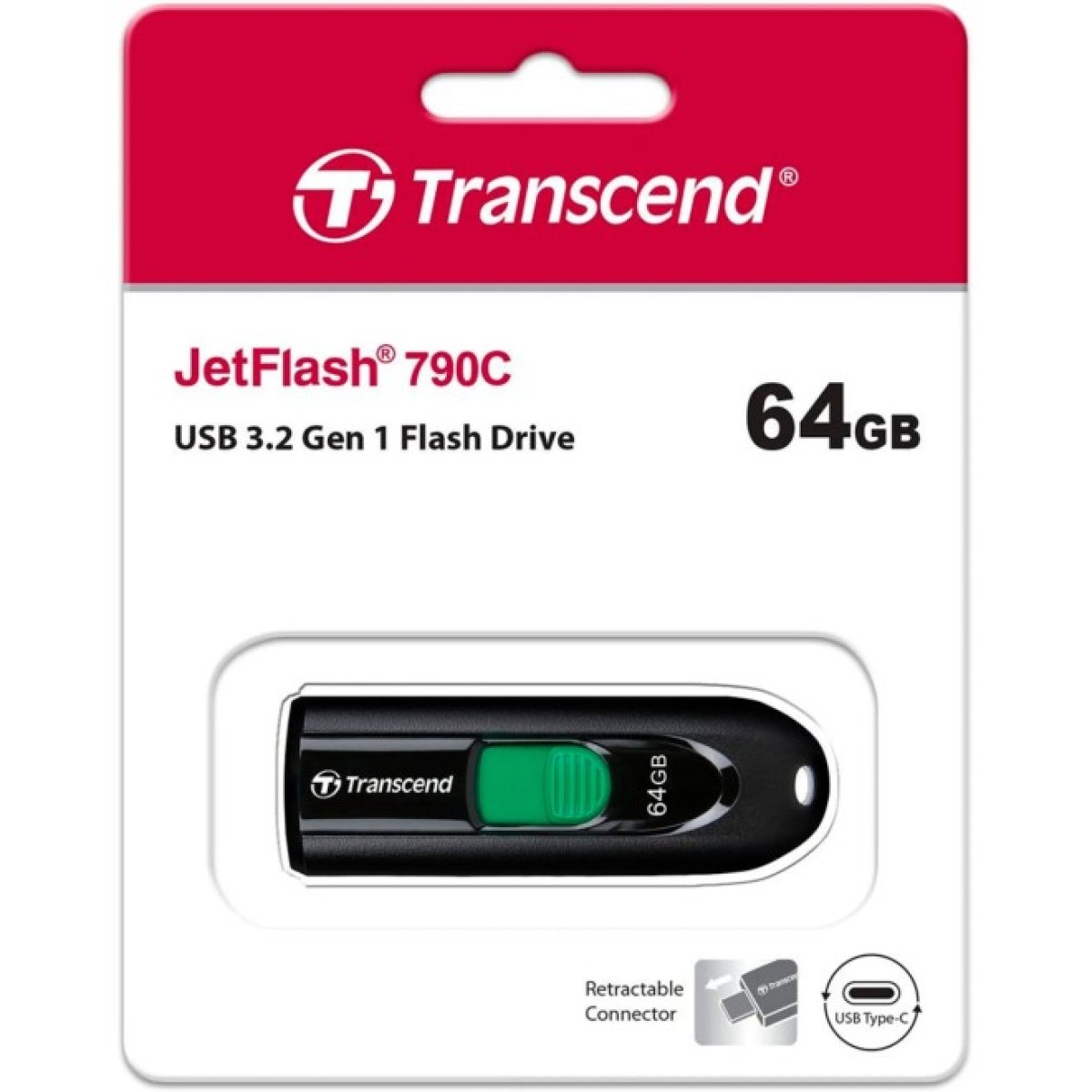USB флеш накопитель Transcend 64GB JetFlash 790C Black USB 3.1 Type-C (TS64GJF790C) 98_98.jpg - фото 5