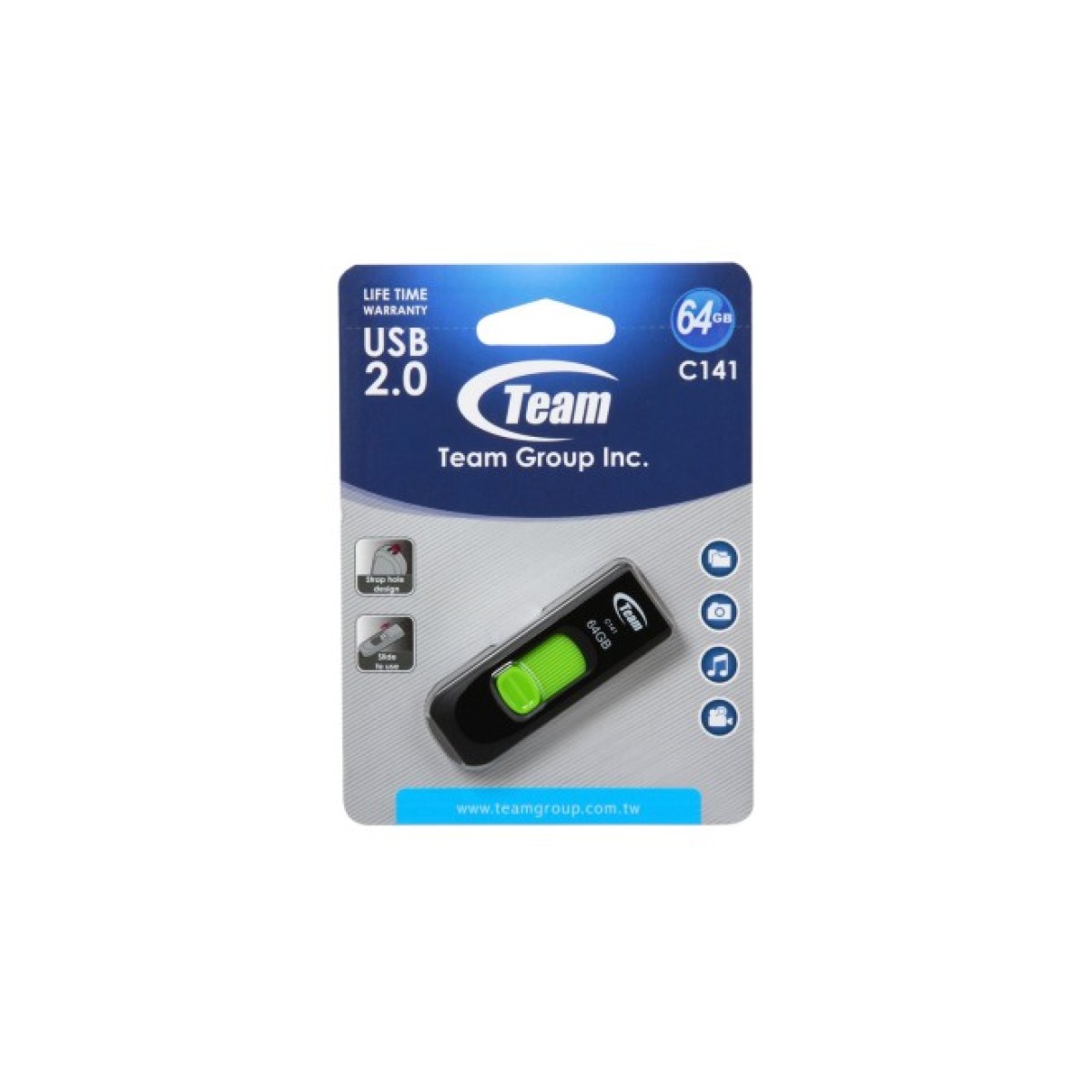 USB флеш накопитель Team 64GB C141 Green USB 2.0 (TC14164GG01) 98_98.jpg - фото 2