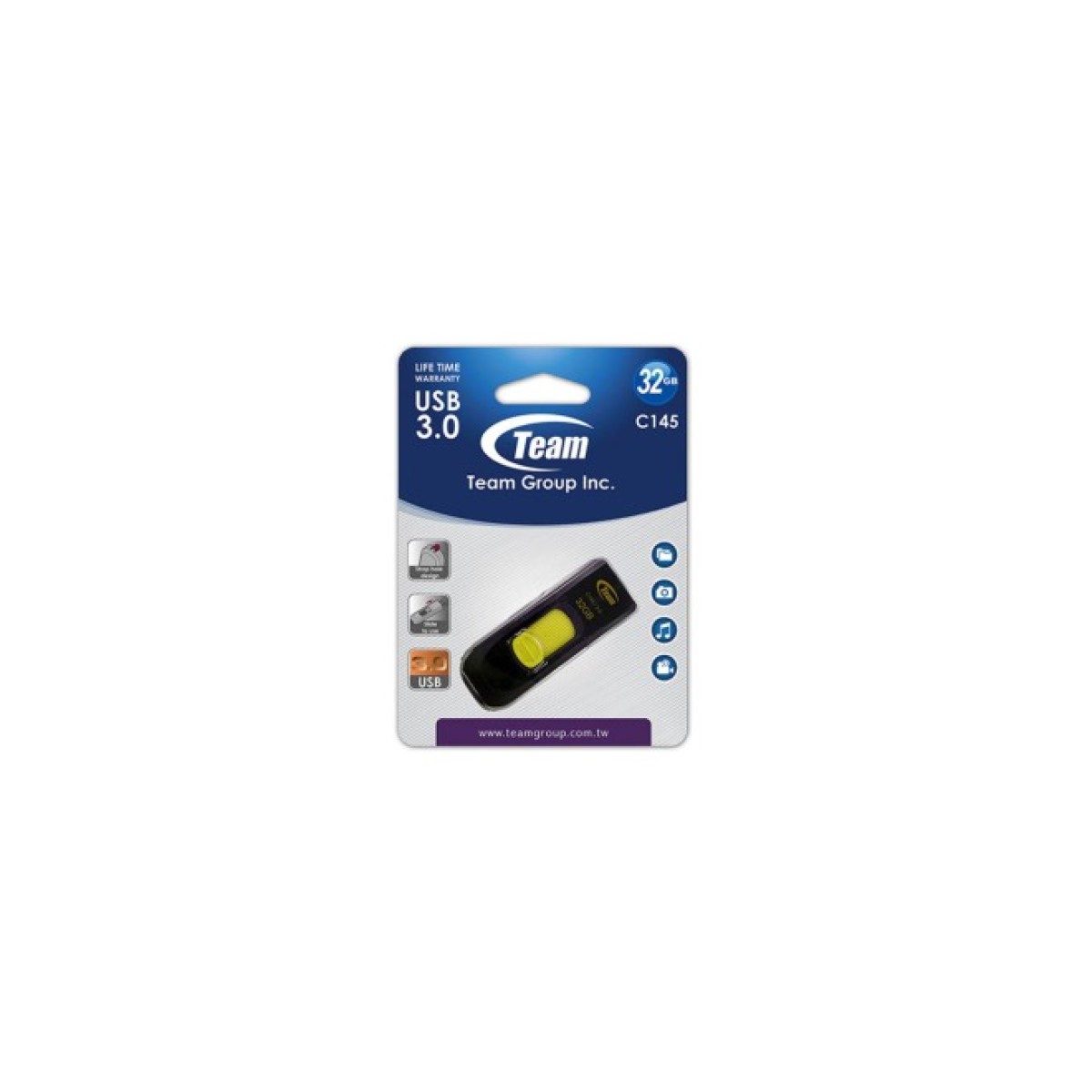 USB флеш накопичувач Team 32GB C145 Yellow USB 3.0 (TC145332GY01) 98_98.jpg - фото 5