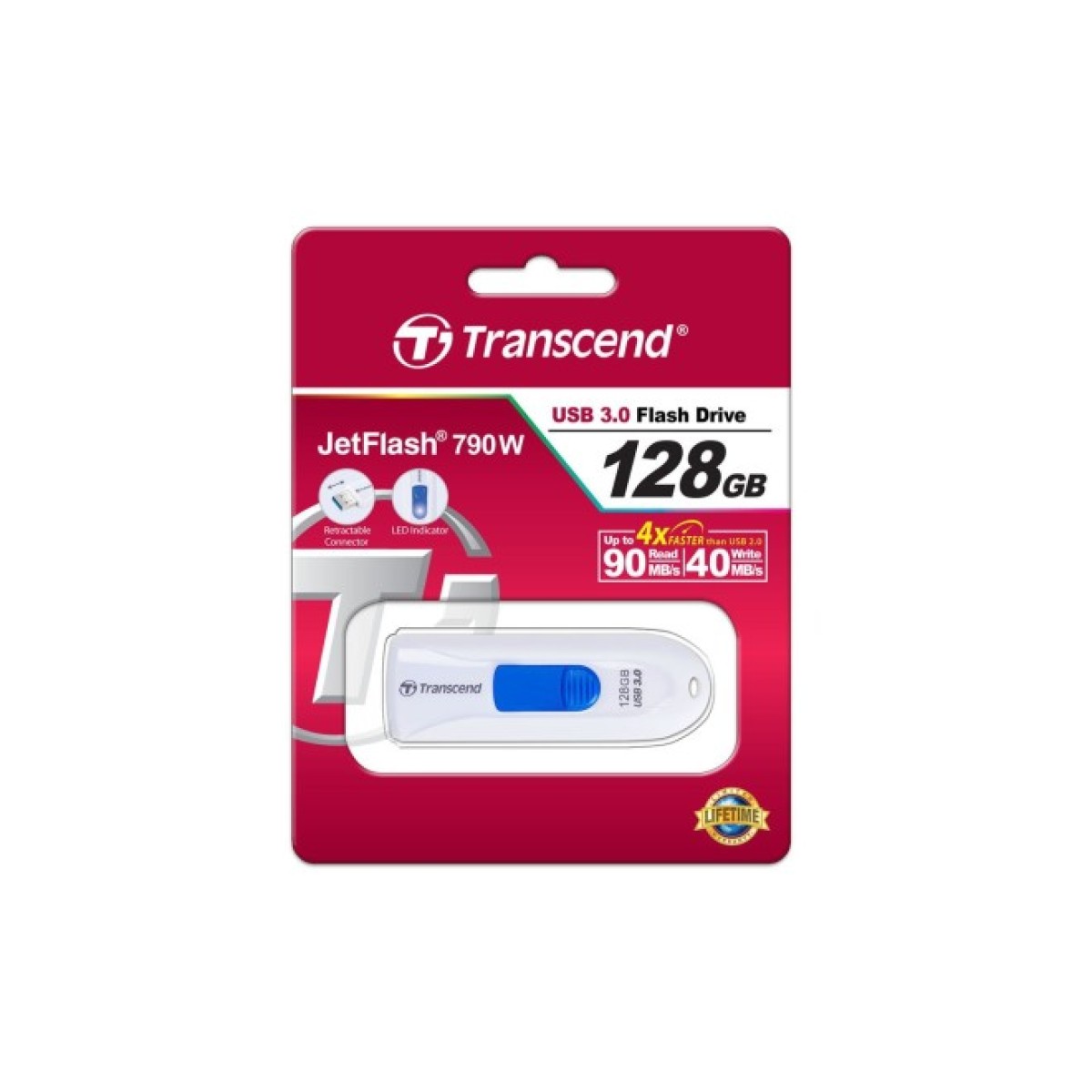 USB флеш накопитель Transcend 128GB JetFlash 790 White USB 3.0 (TS128GJF790W) 98_98.jpg - фото 5