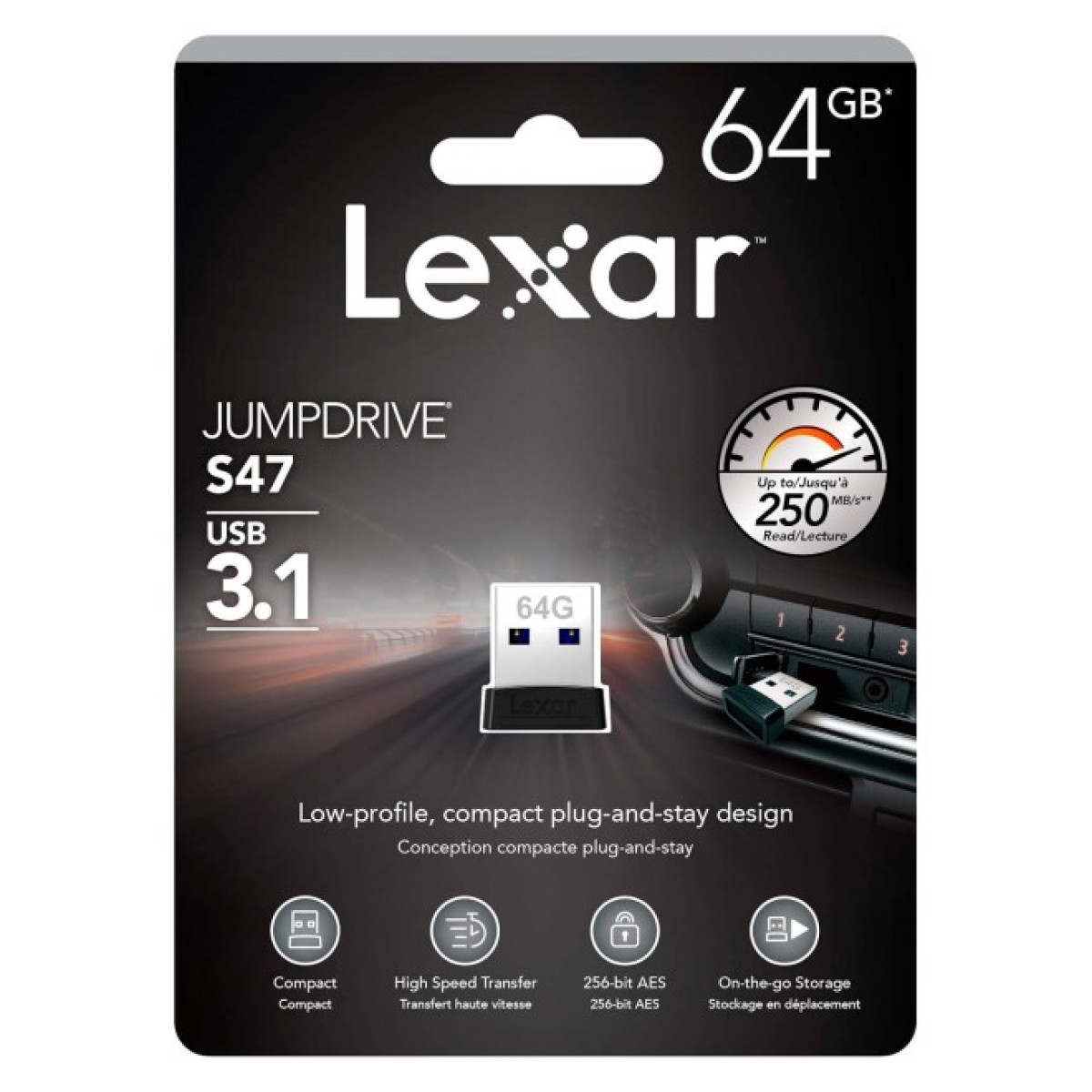 USB флеш накопичувач Lexar 64GB S47 USB 2.0 (LJDS47-64GABBK) 98_98.jpg - фото 3