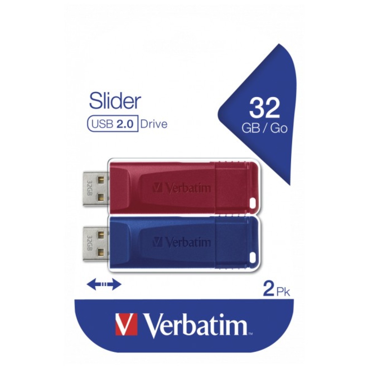 USB флеш накопитель Verbatim 2x32GB Store'n'Go Slider Red/Blue USB 2.0 (49327) 98_98.jpg - фото 3