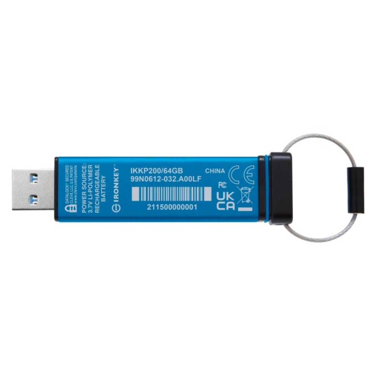 USB флеш накопитель Kingston 64GB IronKey Keypad 200 AES-256 Encrypted Blue USB 3.2 (IKKP200/64GB) 98_98.jpg - фото 2