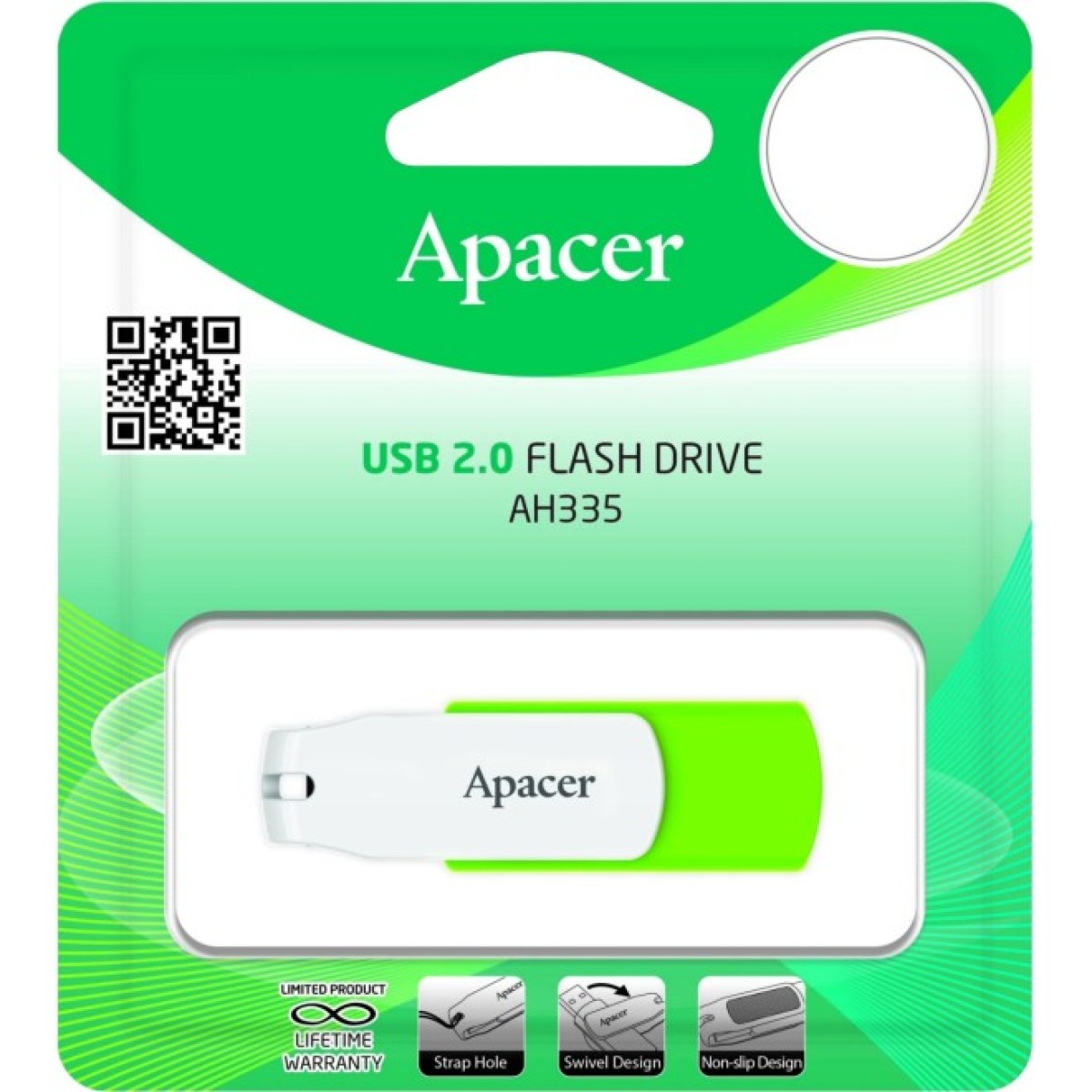 USB флеш накопичувач Apacer 64GB AH335 Green USB 2.0 (AP64GAH335G-1) 98_98.jpg - фото 3
